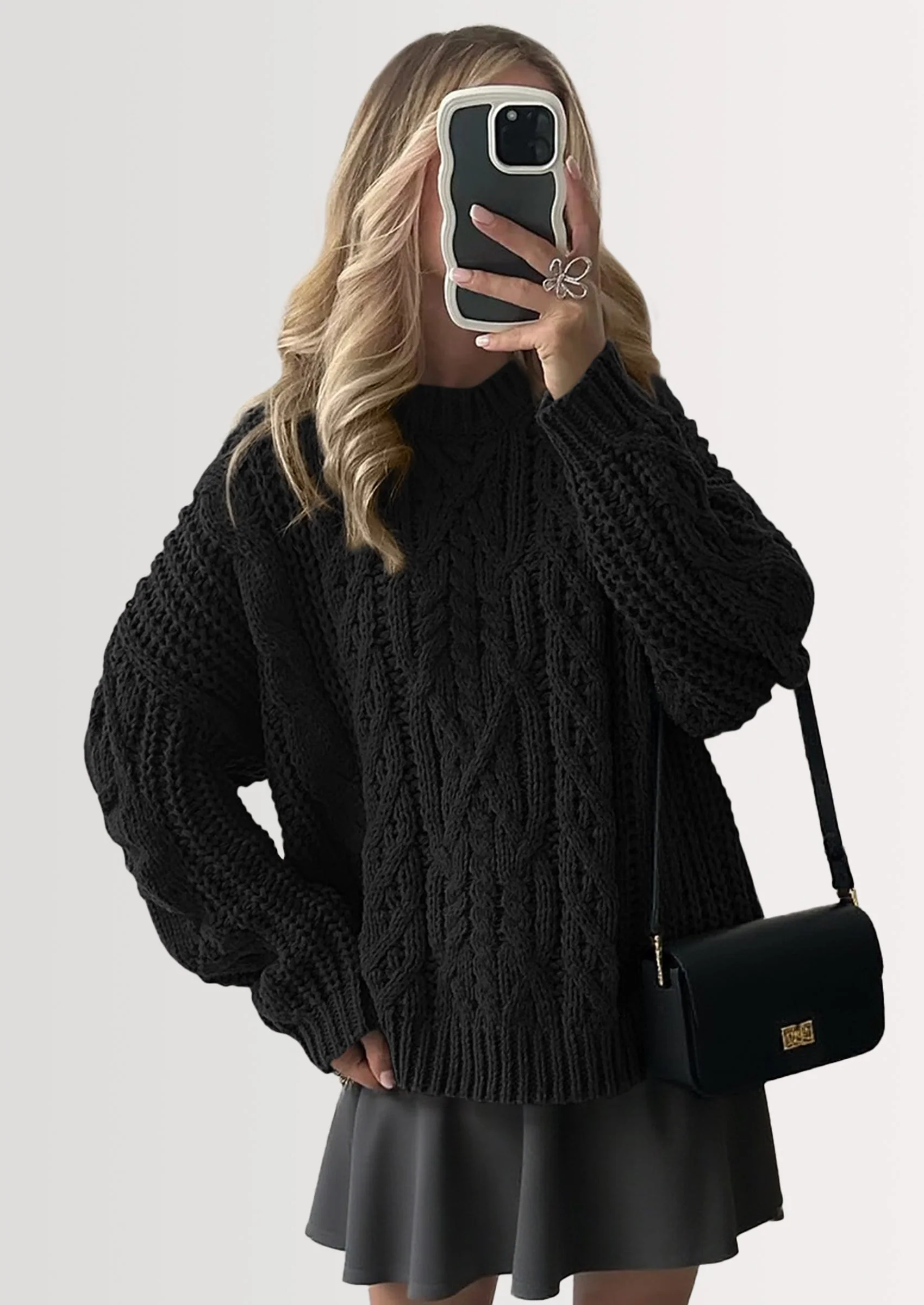 PRETTYGARDEN Women's Oversized Fall Sweaters Casual Long Sleeve Crewneck Chunky Cable Knit Pullover Tops Winter Clothes - Image 23