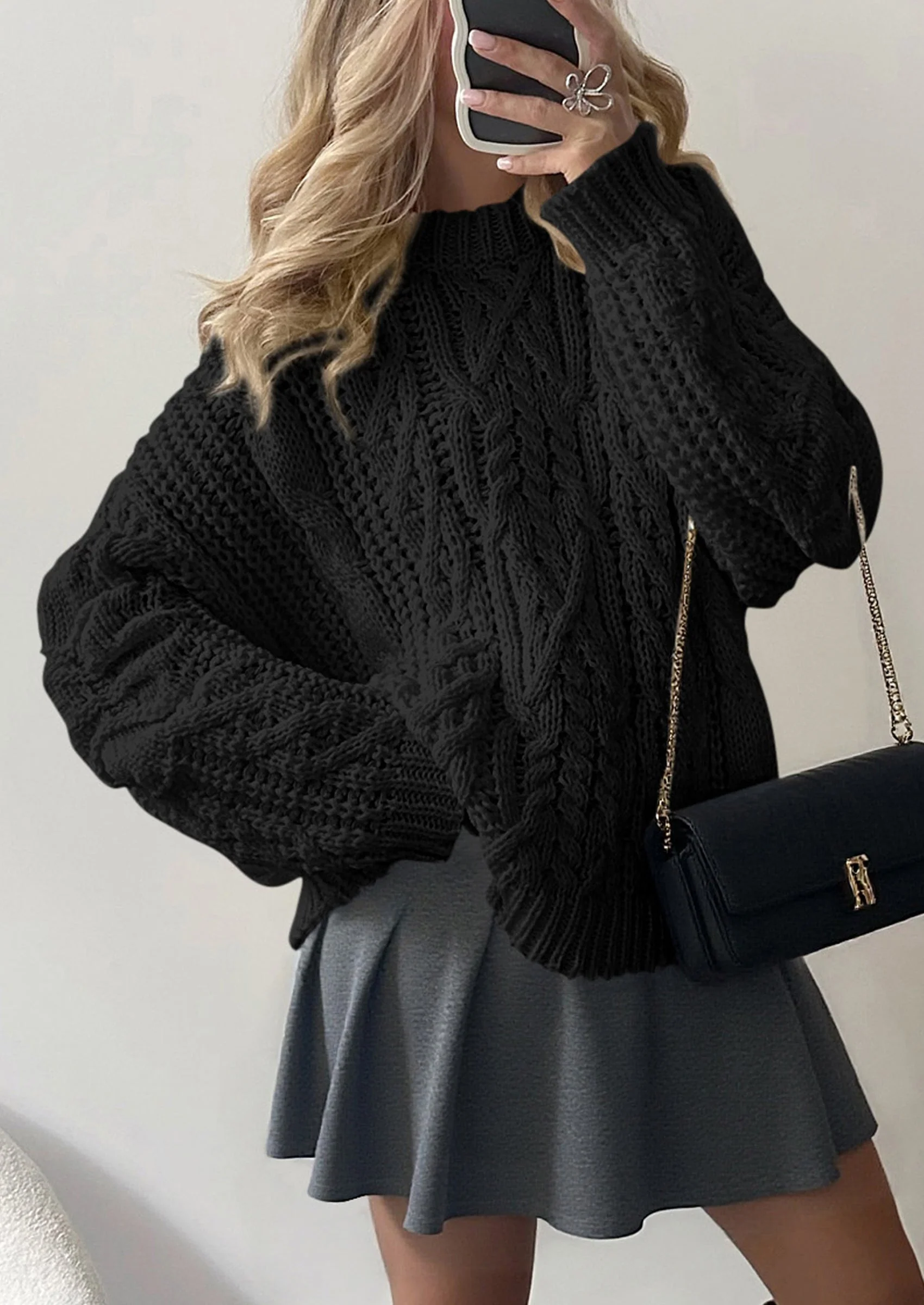 PRETTYGARDEN Women's Oversized Fall Sweaters Casual Long Sleeve Crewneck Chunky Cable Knit Pullover Tops Winter Clothes - Image 24