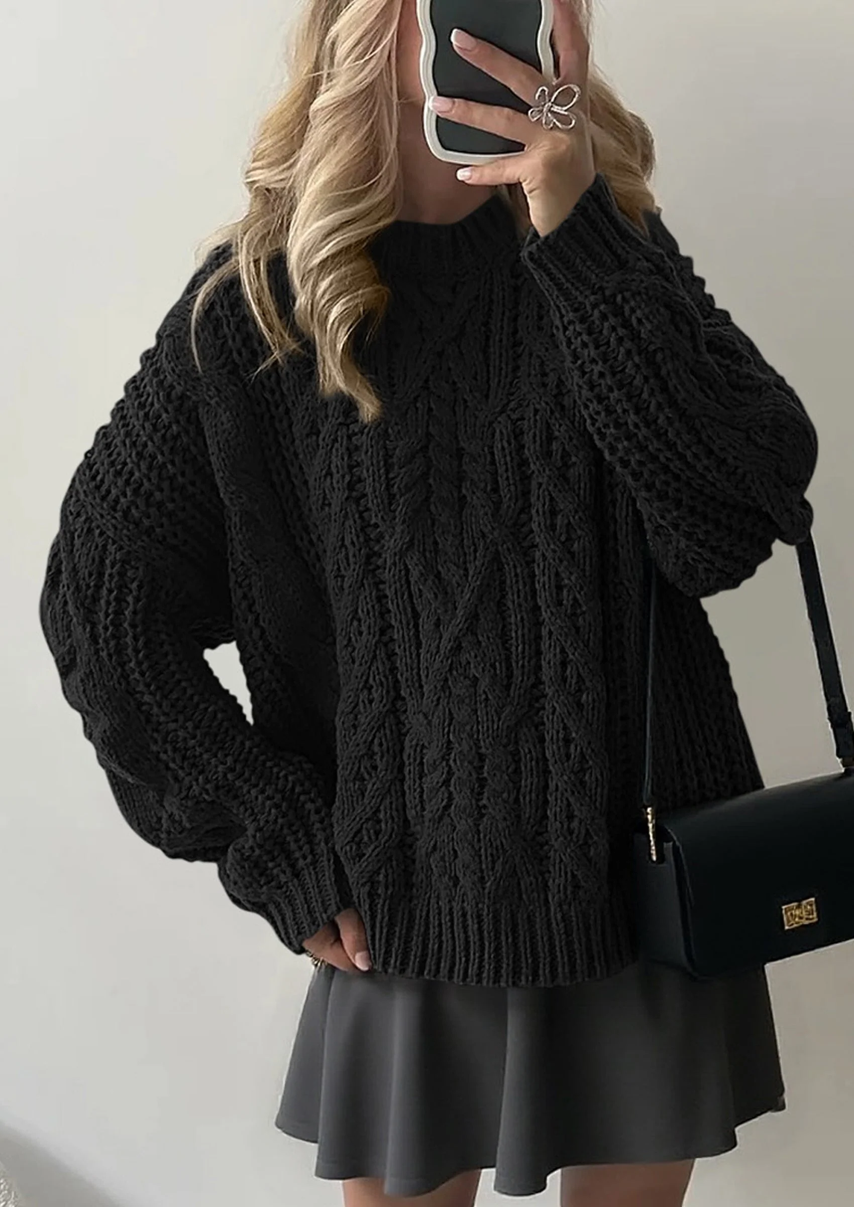 PRETTYGARDEN Women's Oversized Fall Sweaters Casual Long Sleeve Crewneck Chunky Cable Knit Pullover Tops Winter Clothes - Image 26