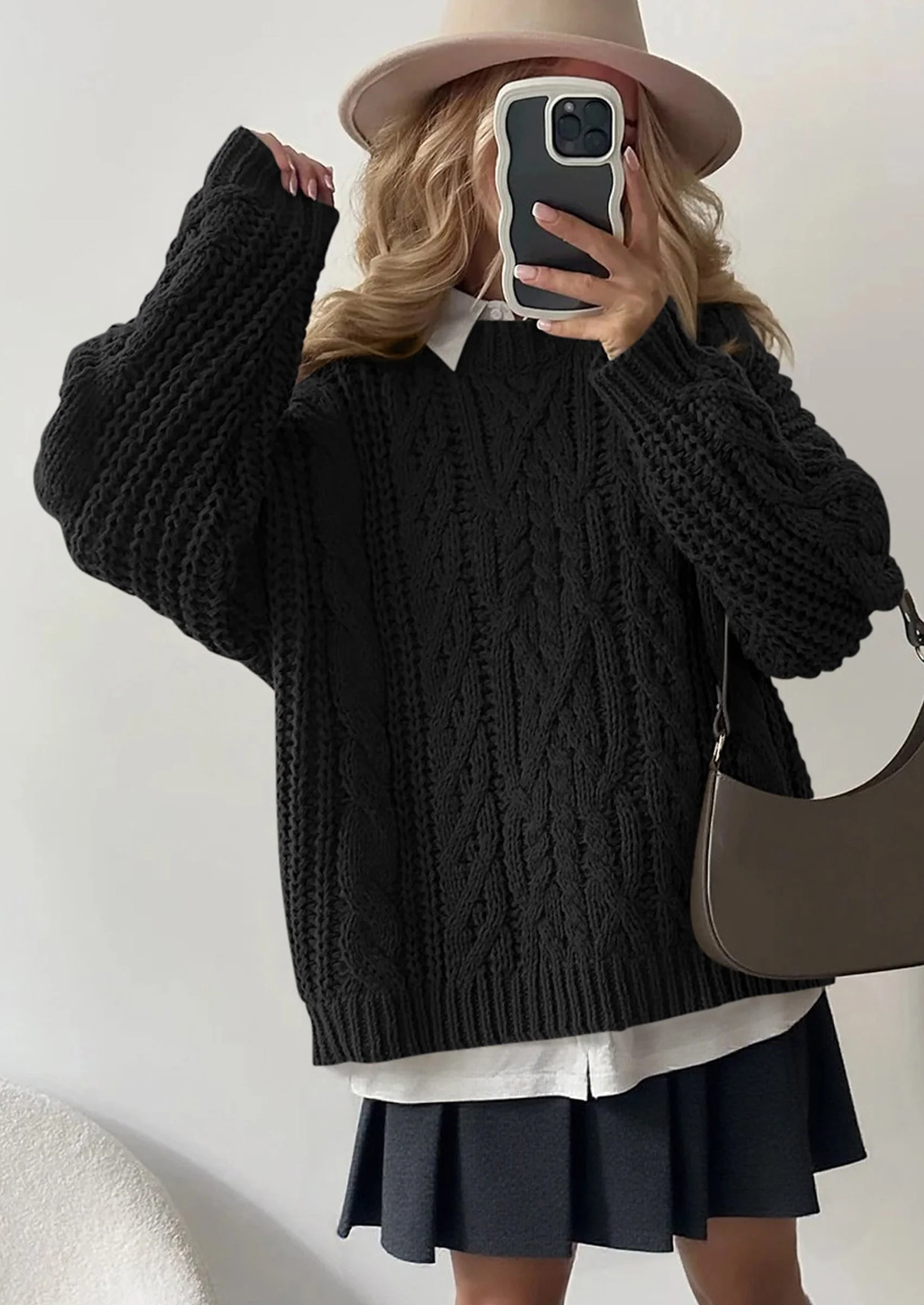 PRETTYGARDEN Women's Oversized Fall Sweaters Casual Long Sleeve Crewneck Chunky Cable Knit Pullover Tops Winter Clothes - Image 27