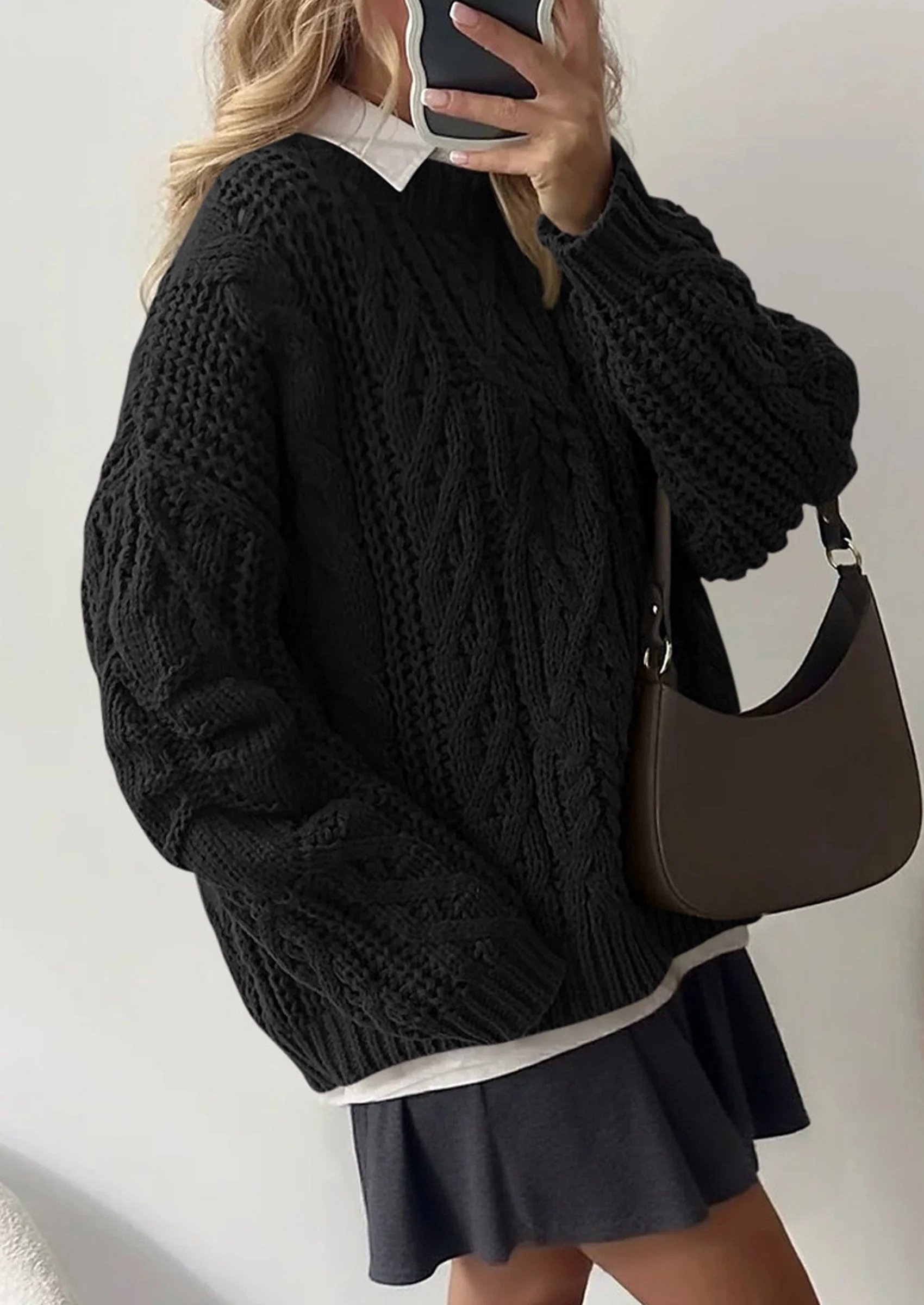 PRETTYGARDEN Women's Oversized Fall Sweaters Casual Long Sleeve Crewneck Chunky Cable Knit Pullover Tops Winter Clothes - Image 28