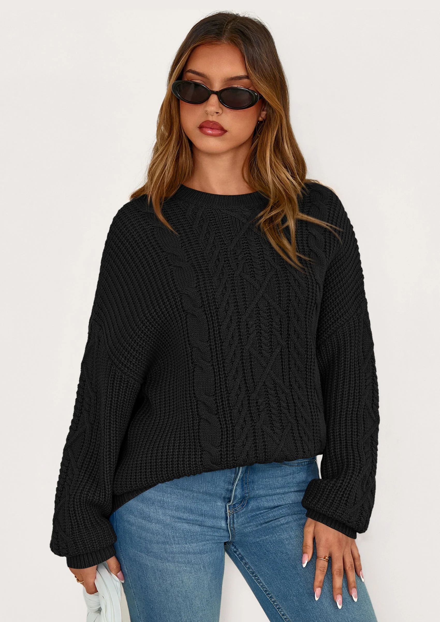 PRETTYGARDEN Women's Oversized Fall Sweaters Casual Long Sleeve Crewneck Chunky Cable Knit Pullover Tops Winter Clothes - Image 29