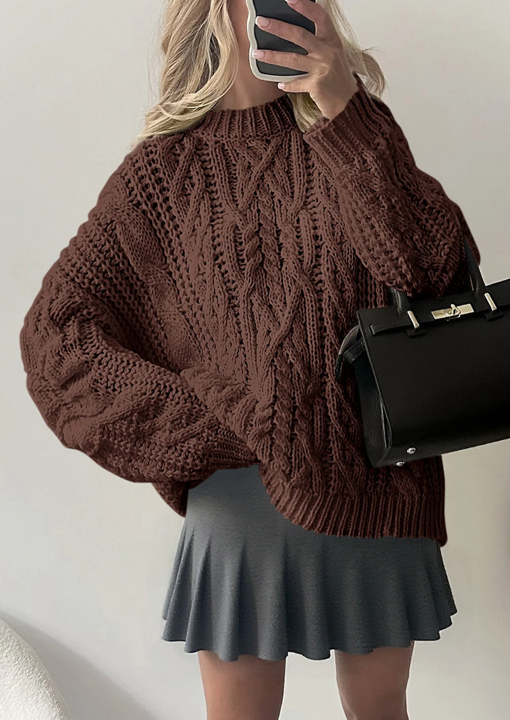 PRETTYGARDEN Women's Oversized Fall Sweaters Casual Long Sleeve Crewneck Chunky Cable Knit Pullover Tops Winter Clothes - Image 3