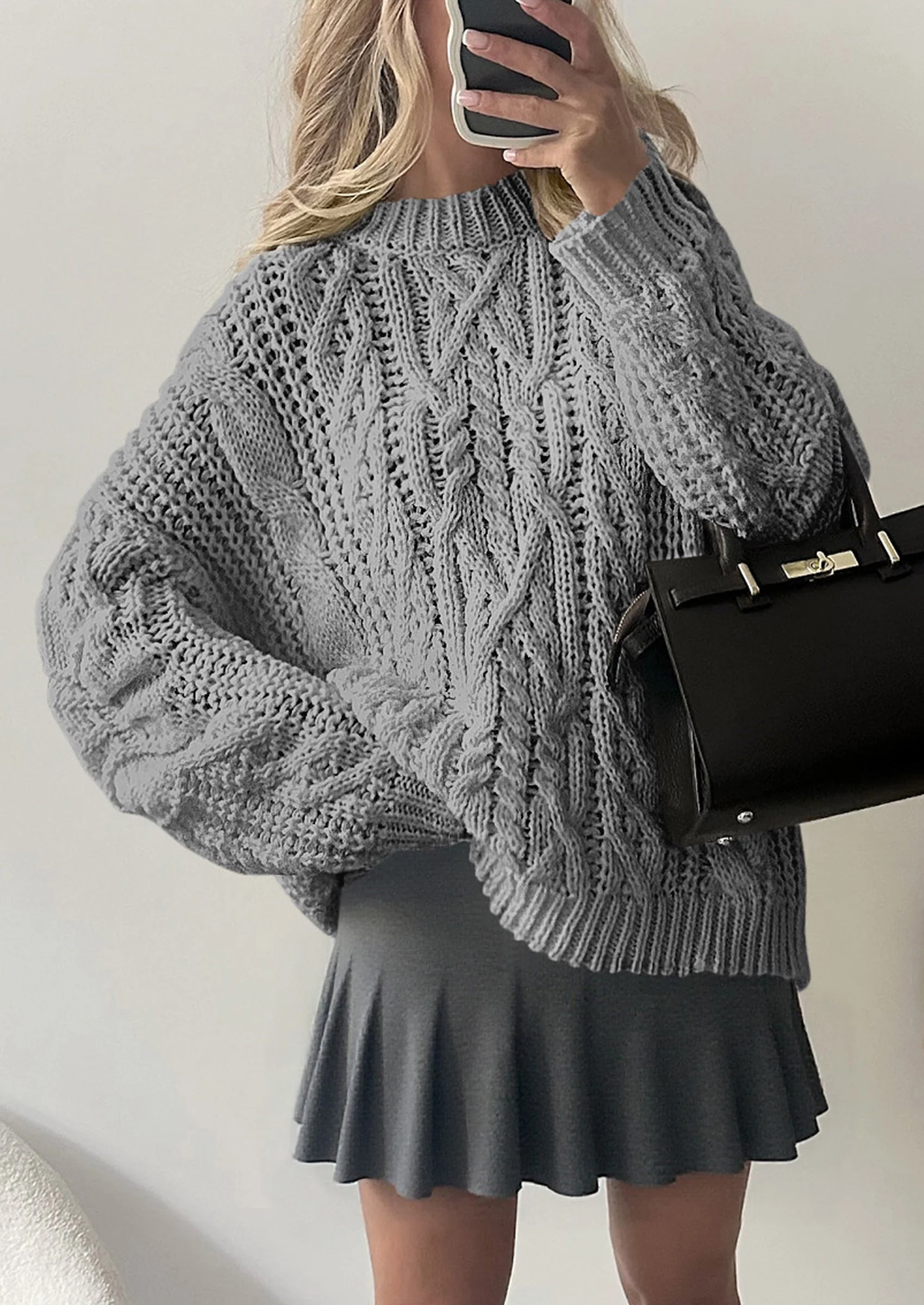 PRETTYGARDEN Women's Oversized Fall Sweaters Casual Long Sleeve Crewneck Chunky Cable Knit Pullover Tops Winter Clothes - Image 32