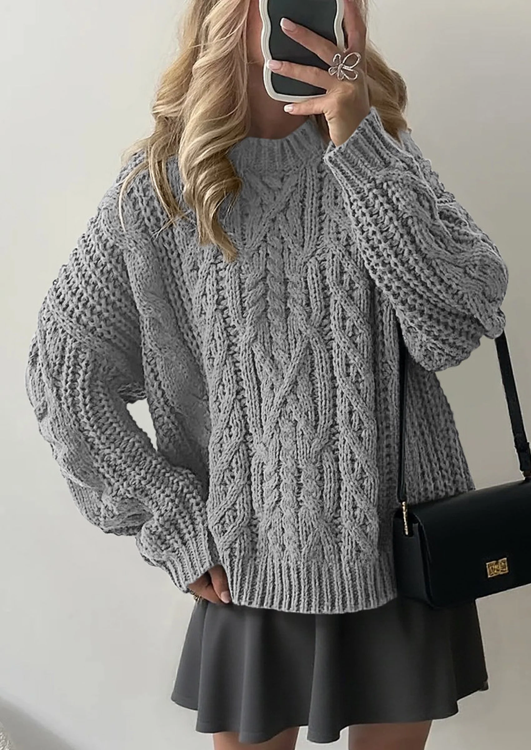 PRETTYGARDEN Women's Oversized Fall Sweaters Casual Long Sleeve Crewneck Chunky Cable Knit Pullover Tops Winter Clothes - Image 33