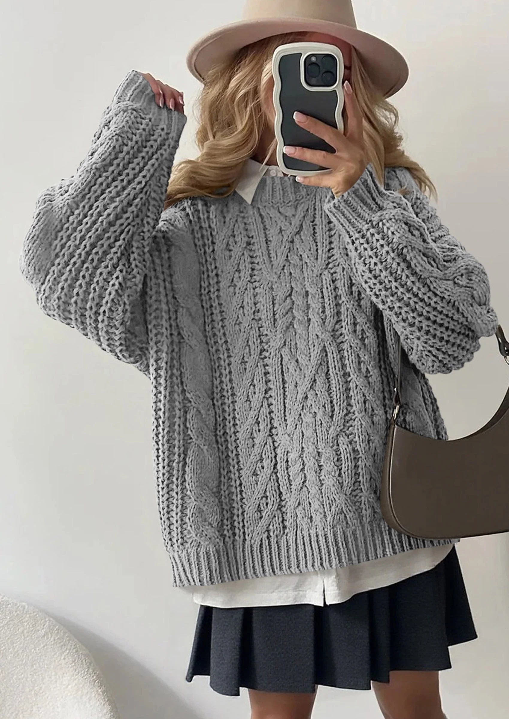PRETTYGARDEN Women's Oversized Fall Sweaters Casual Long Sleeve Crewneck Chunky Cable Knit Pullover Tops Winter Clothes - Image 34