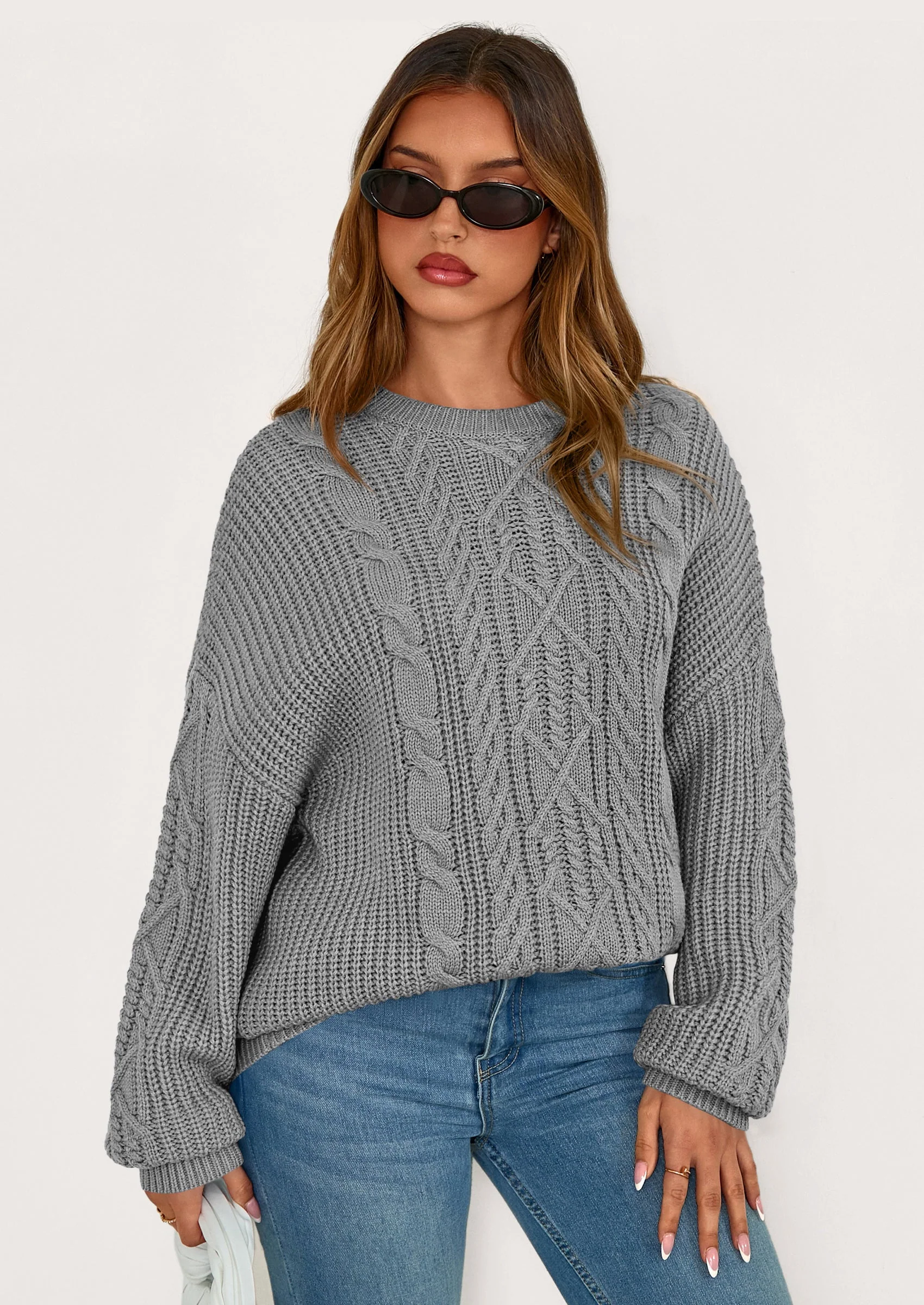 PRETTYGARDEN Women's Oversized Fall Sweaters Casual Long Sleeve Crewneck Chunky Cable Knit Pullover Tops Winter Clothes - Image 36