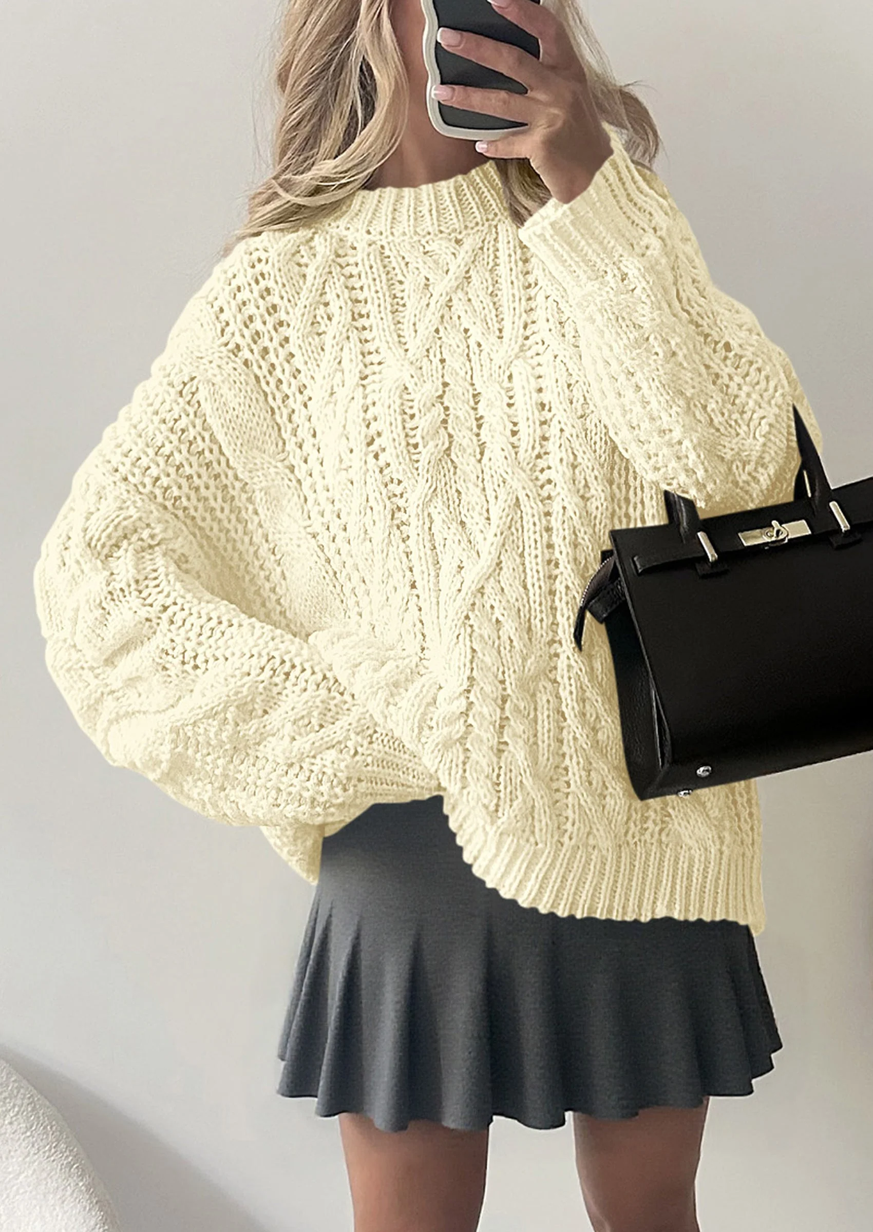 PRETTYGARDEN Women's Oversized Fall Sweaters Casual Long Sleeve Crewneck Chunky Cable Knit Pullover Tops Winter Clothes - Image 39