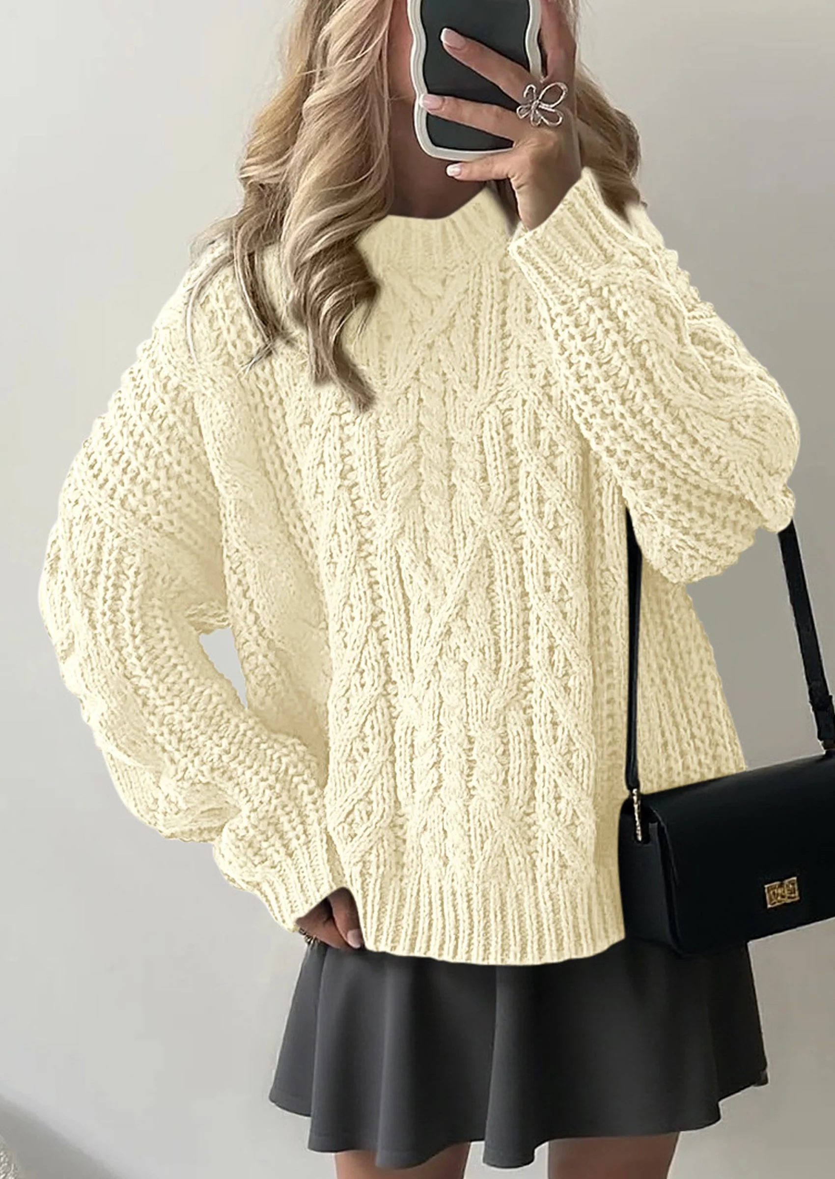 PRETTYGARDEN Women's Oversized Fall Sweaters Casual Long Sleeve Crewneck Chunky Cable Knit Pullover Tops Winter Clothes - Image 40