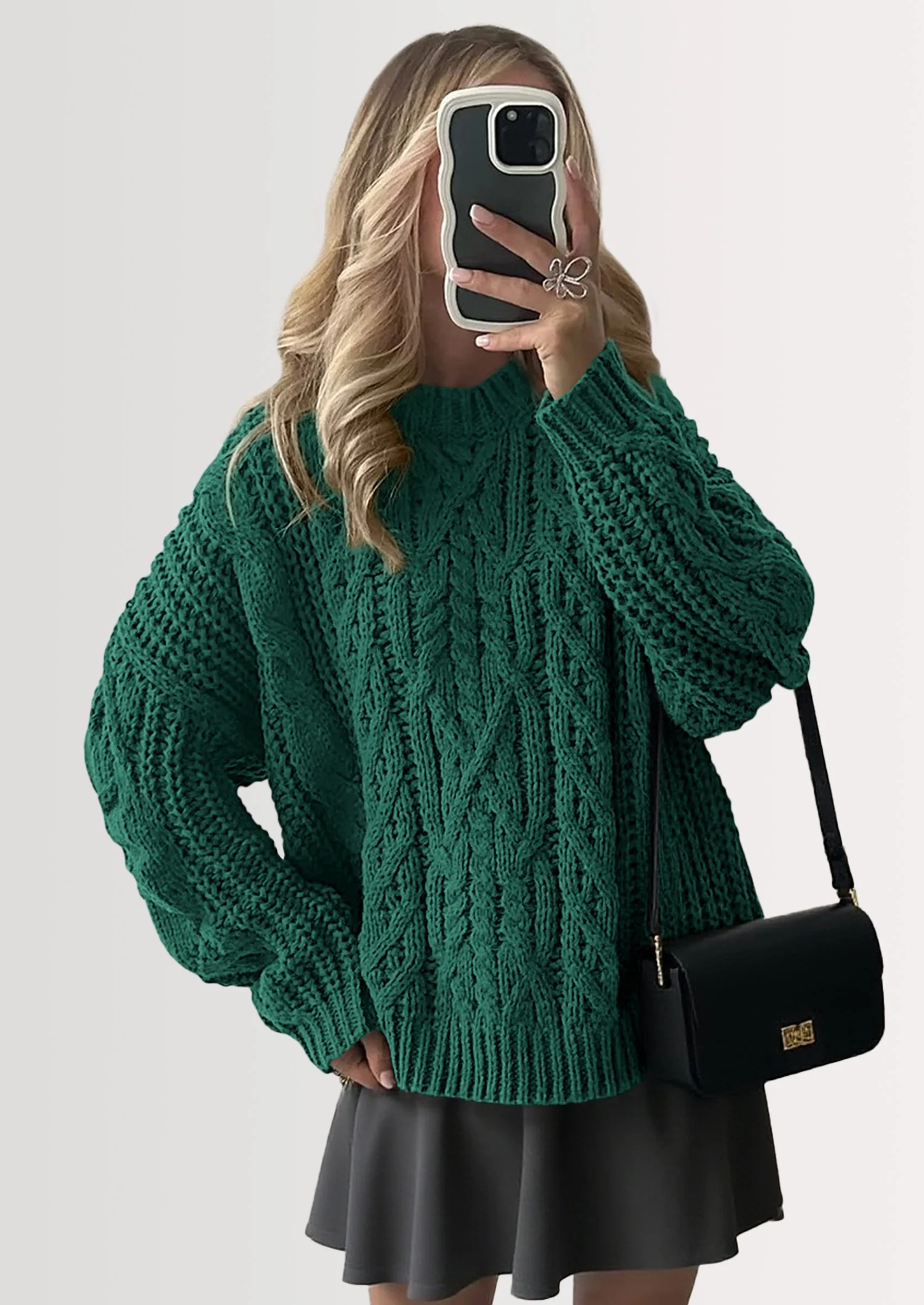 PRETTYGARDEN Women's Oversized Fall Sweaters Casual Long Sleeve Crewneck Chunky Cable Knit Pullover Tops Winter Clothes - Image 44