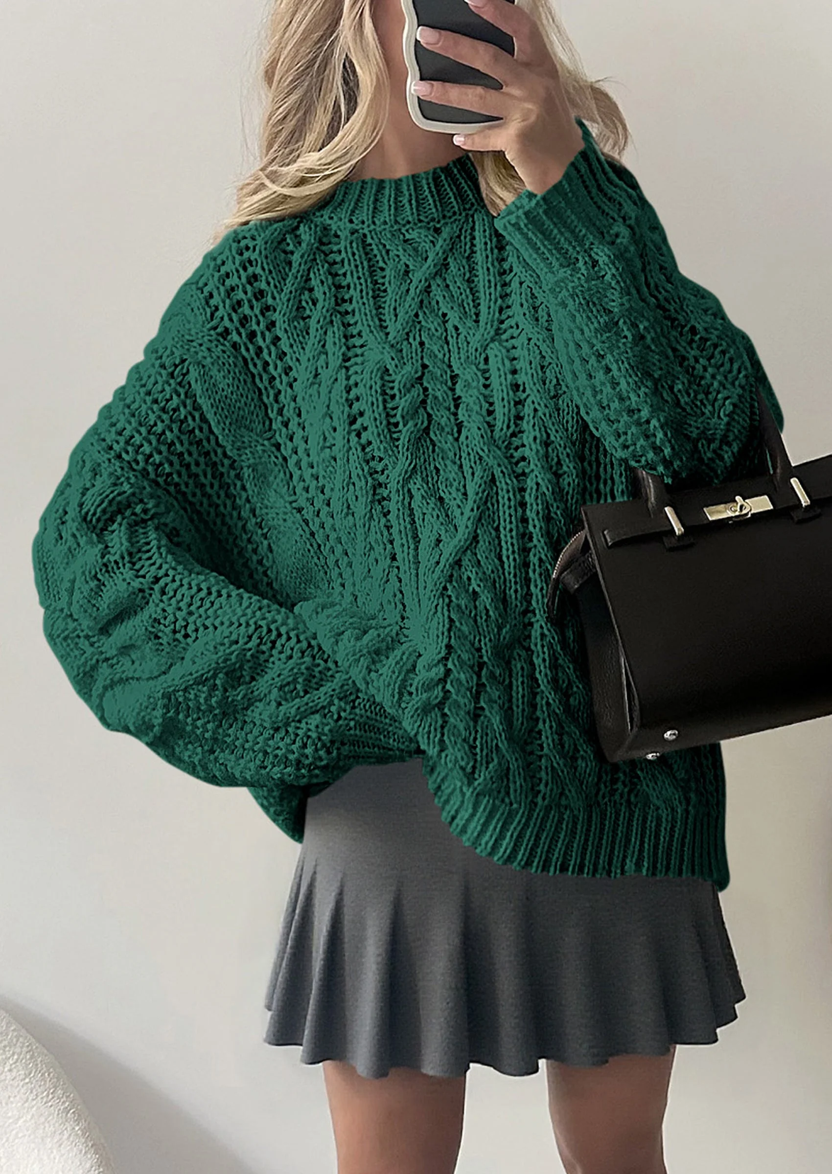 PRETTYGARDEN Women's Oversized Fall Sweaters Casual Long Sleeve Crewneck Chunky Cable Knit Pullover Tops Winter Clothes - Image 46