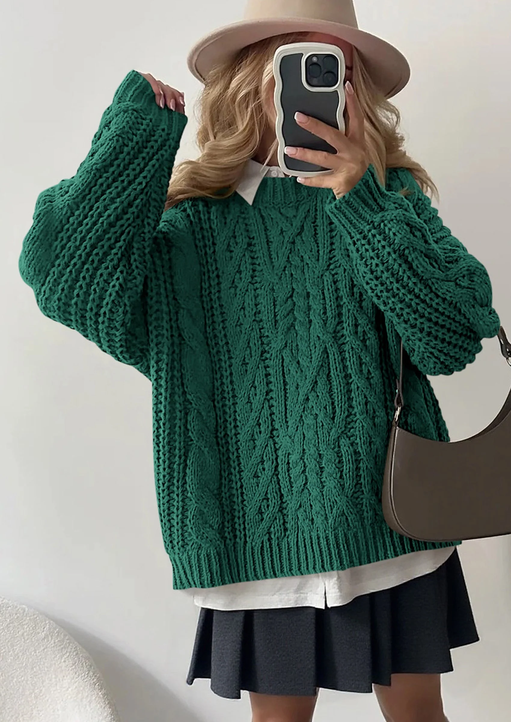 PRETTYGARDEN Women's Oversized Fall Sweaters Casual Long Sleeve Crewneck Chunky Cable Knit Pullover Tops Winter Clothes - Image 48
