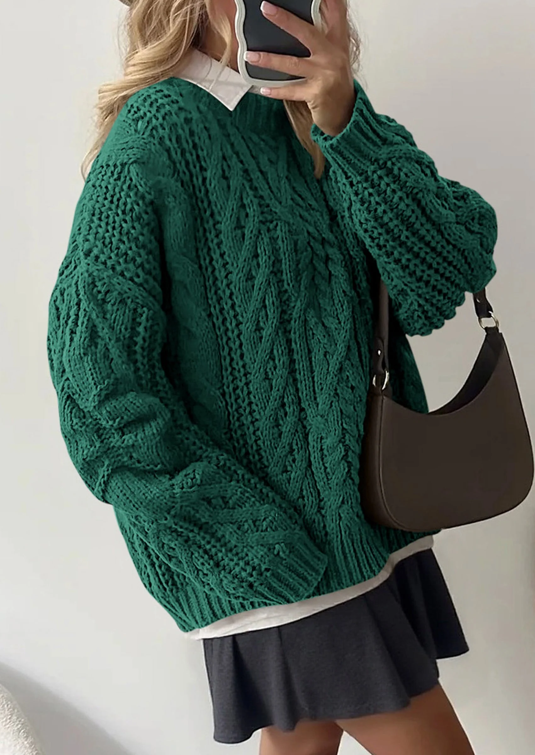 PRETTYGARDEN Women's Oversized Fall Sweaters Casual Long Sleeve Crewneck Chunky Cable Knit Pullover Tops Winter Clothes - Image 49