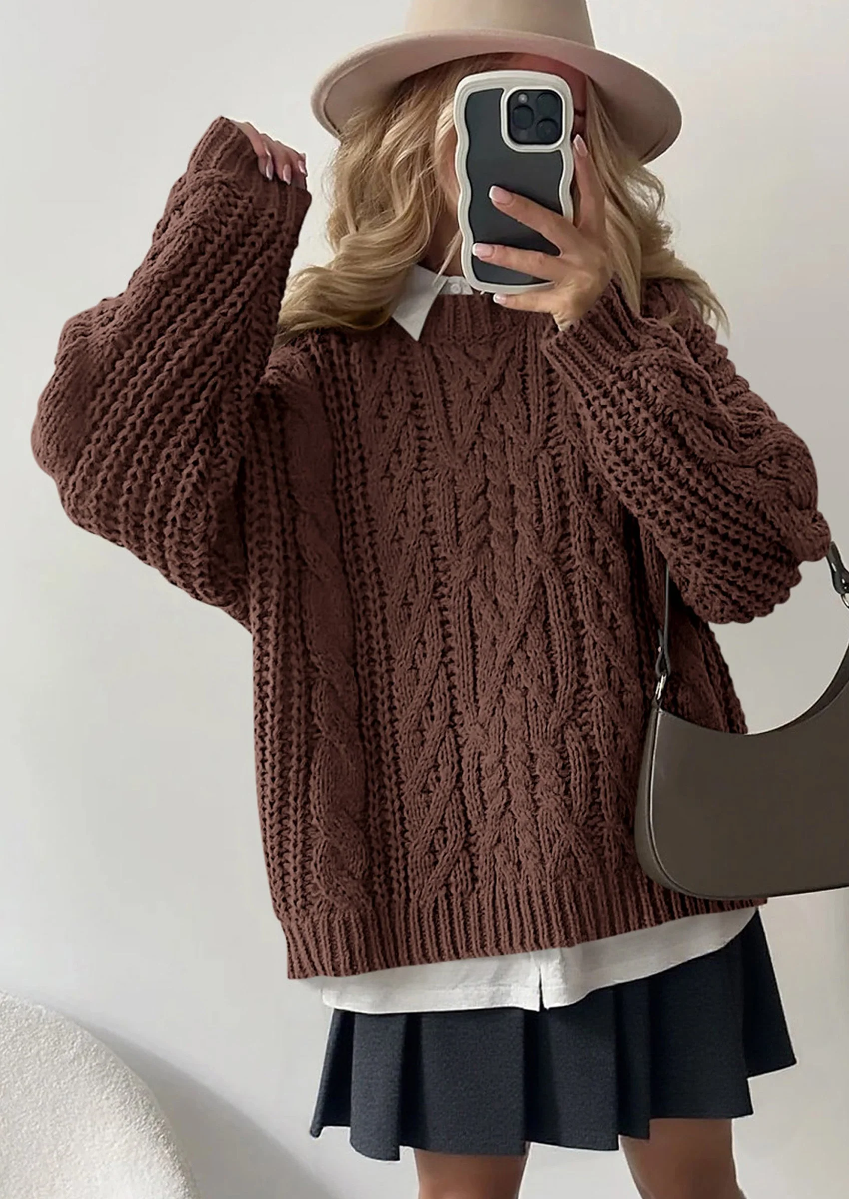 PRETTYGARDEN Women's Oversized Fall Sweaters Casual Long Sleeve Crewneck Chunky Cable Knit Pullover Tops Winter Clothes - Image 5