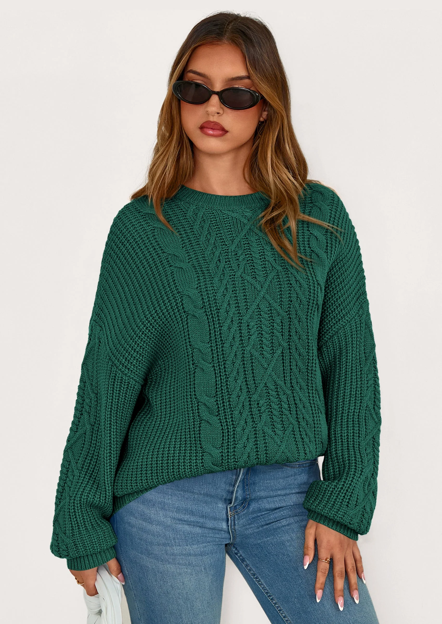 PRETTYGARDEN Women's Oversized Fall Sweaters Casual Long Sleeve Crewneck Chunky Cable Knit Pullover Tops Winter Clothes - Image 50