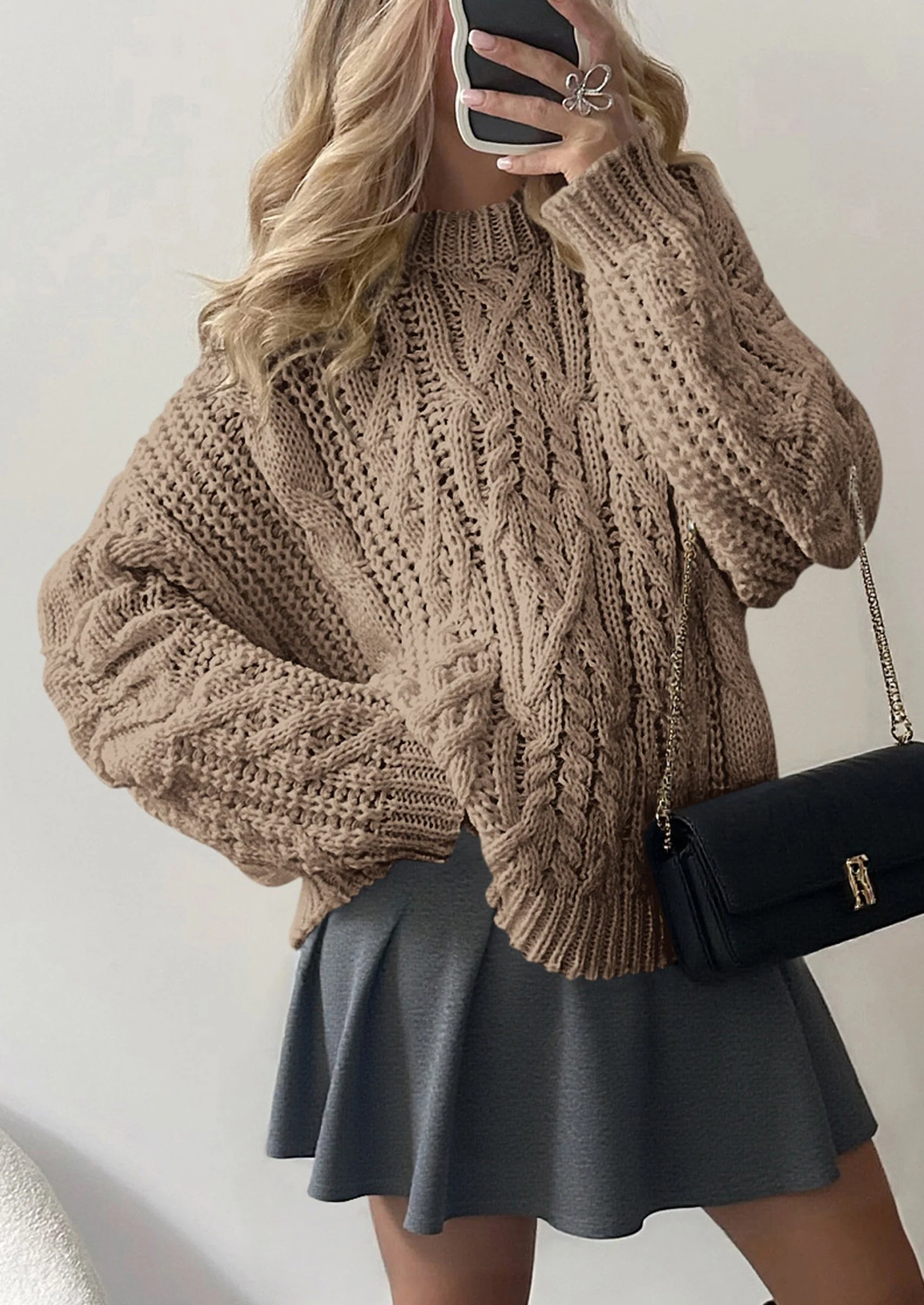 PRETTYGARDEN Women's Oversized Fall Sweaters Casual Long Sleeve Crewneck Chunky Cable Knit Pullover Tops Winter Clothes - Image 52