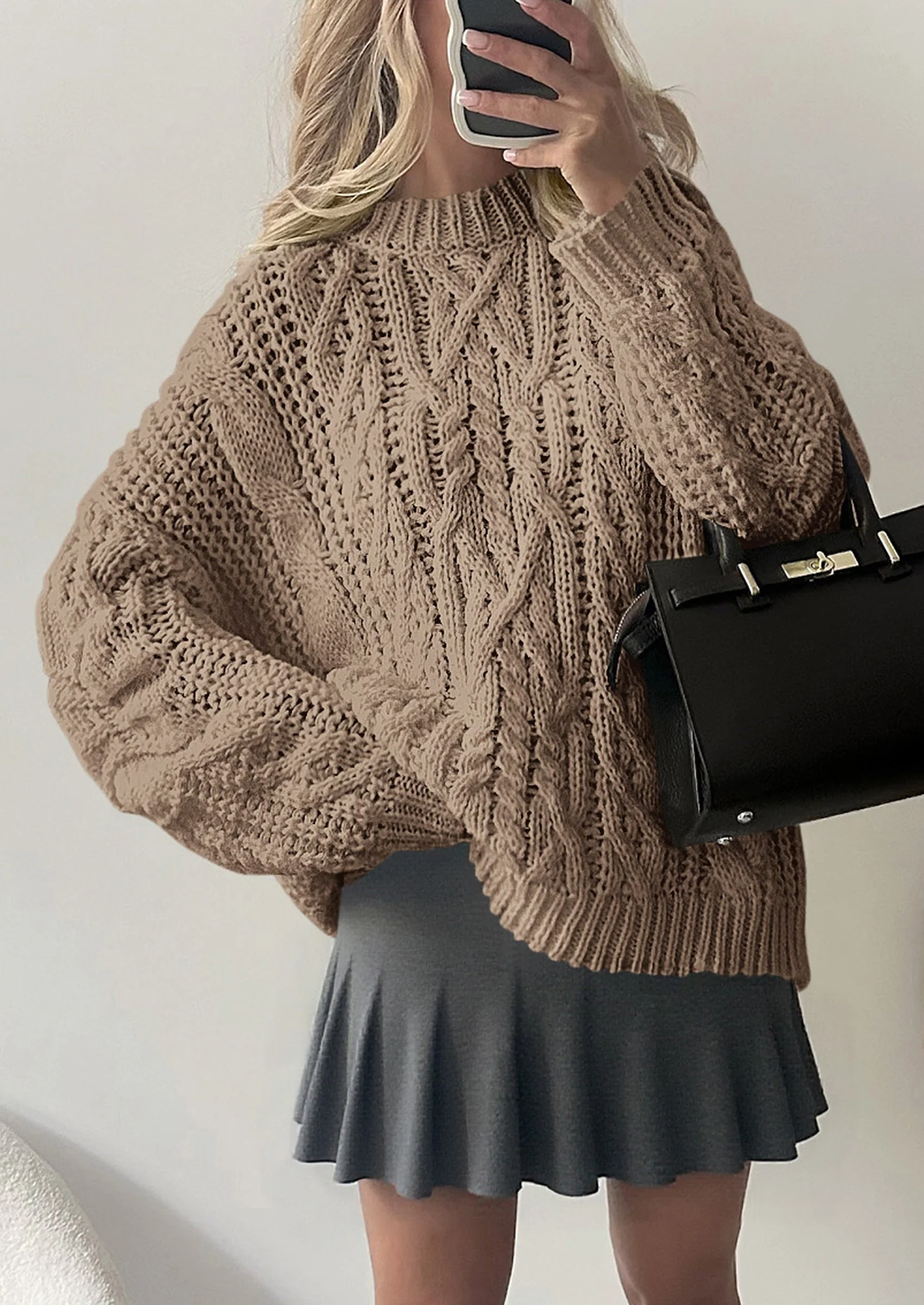 PRETTYGARDEN Women's Oversized Fall Sweaters Casual Long Sleeve Crewneck Chunky Cable Knit Pullover Tops Winter Clothes - Image 53