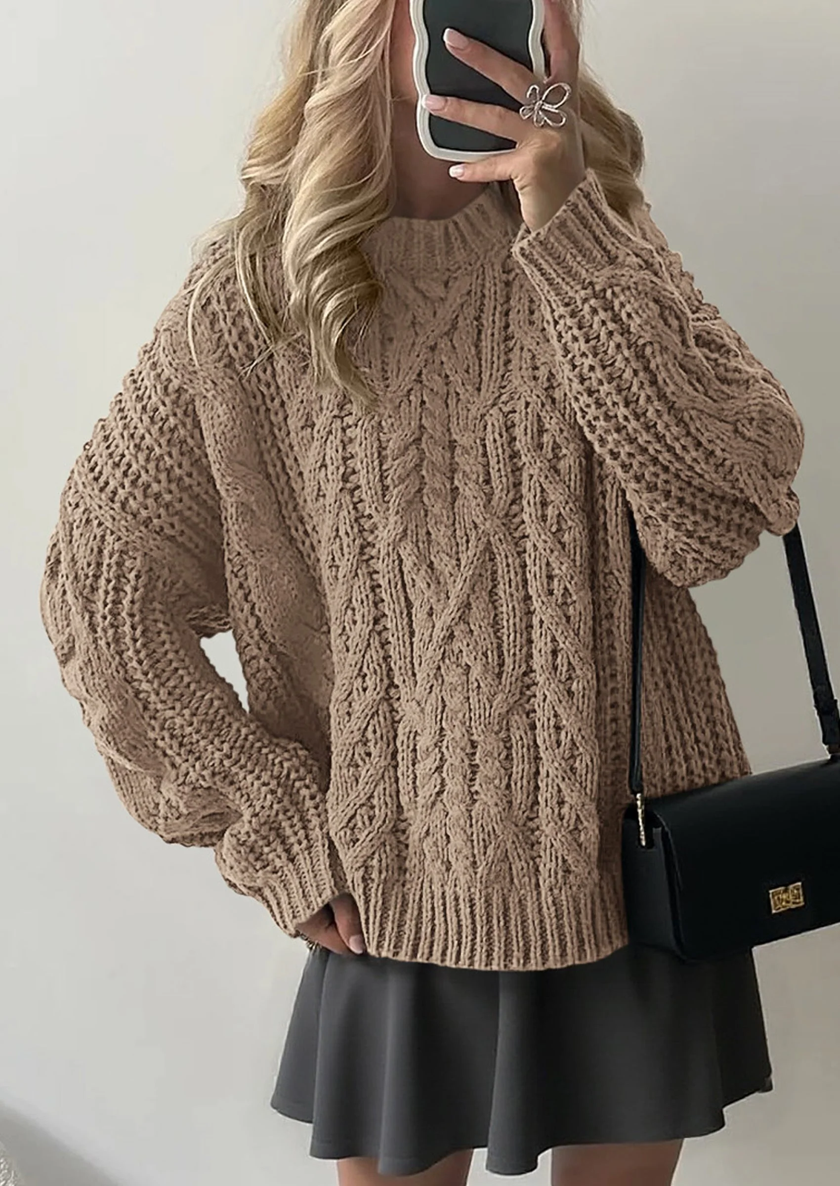 PRETTYGARDEN Women's Oversized Fall Sweaters Casual Long Sleeve Crewneck Chunky Cable Knit Pullover Tops Winter Clothes - Image 54