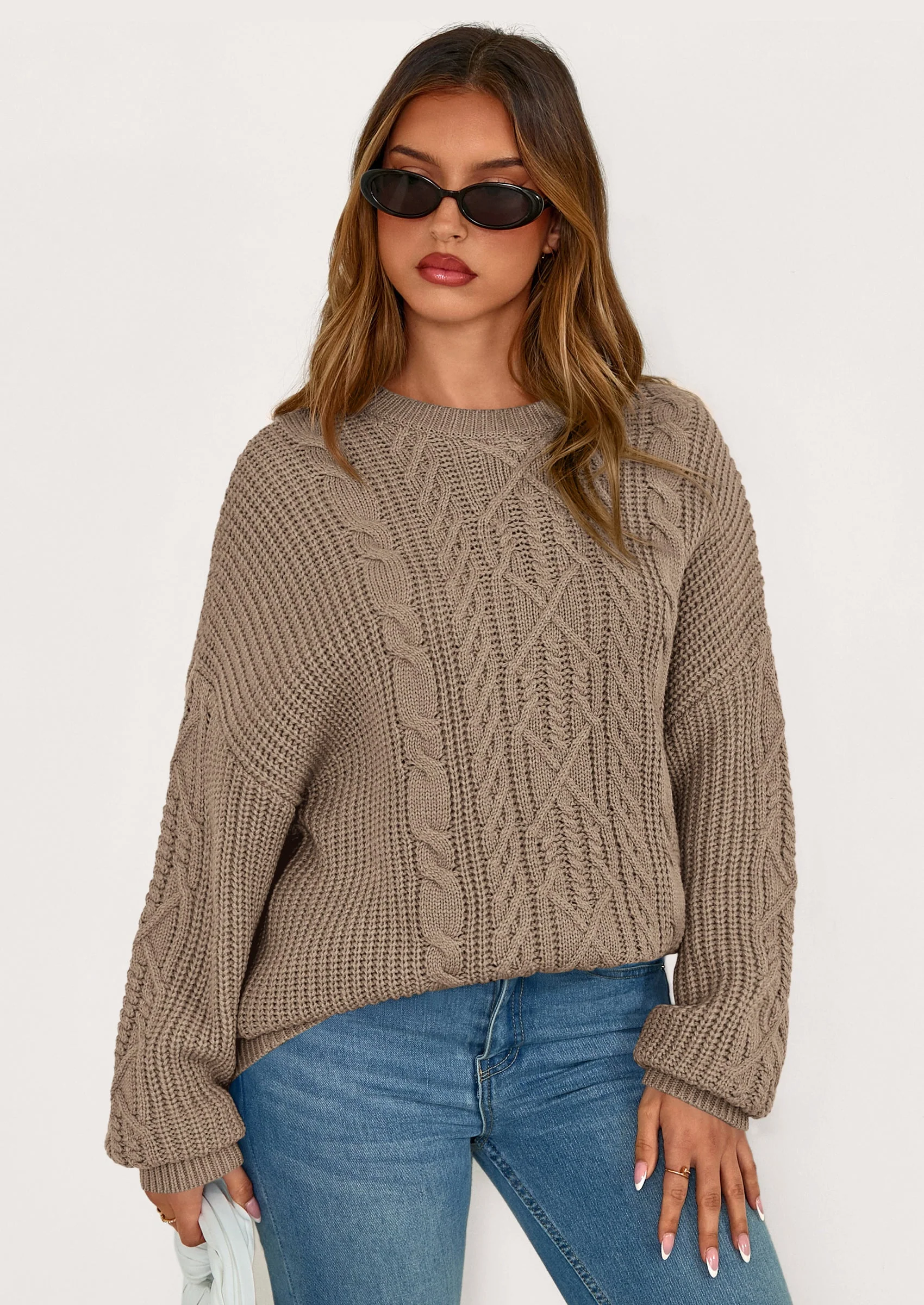 PRETTYGARDEN Women's Oversized Fall Sweaters Casual Long Sleeve Crewneck Chunky Cable Knit Pullover Tops Winter Clothes - Image 57