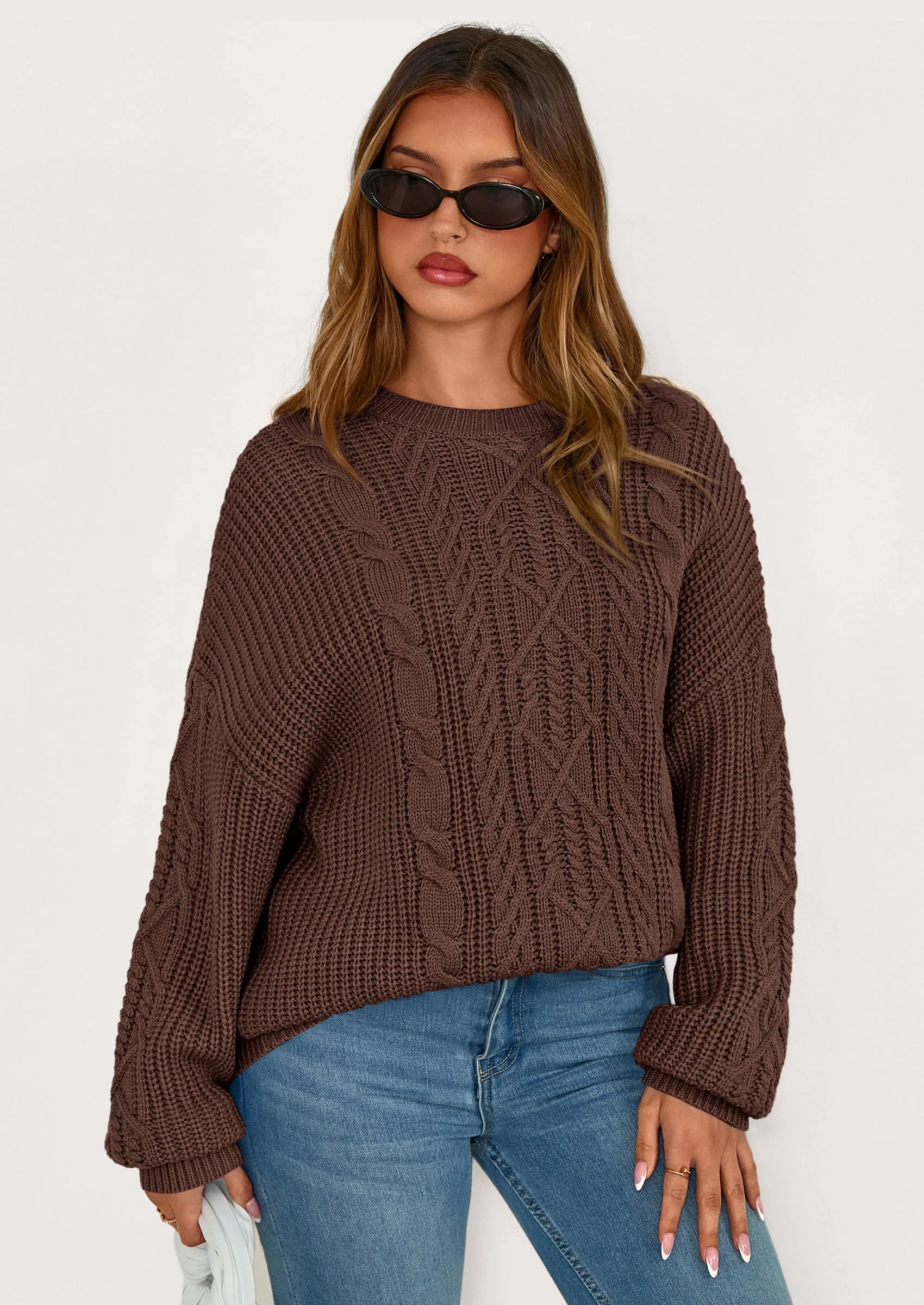 PRETTYGARDEN Women's Oversized Fall Sweaters Casual Long Sleeve Crewneck Chunky Cable Knit Pullover Tops Winter Clothes - Image 7