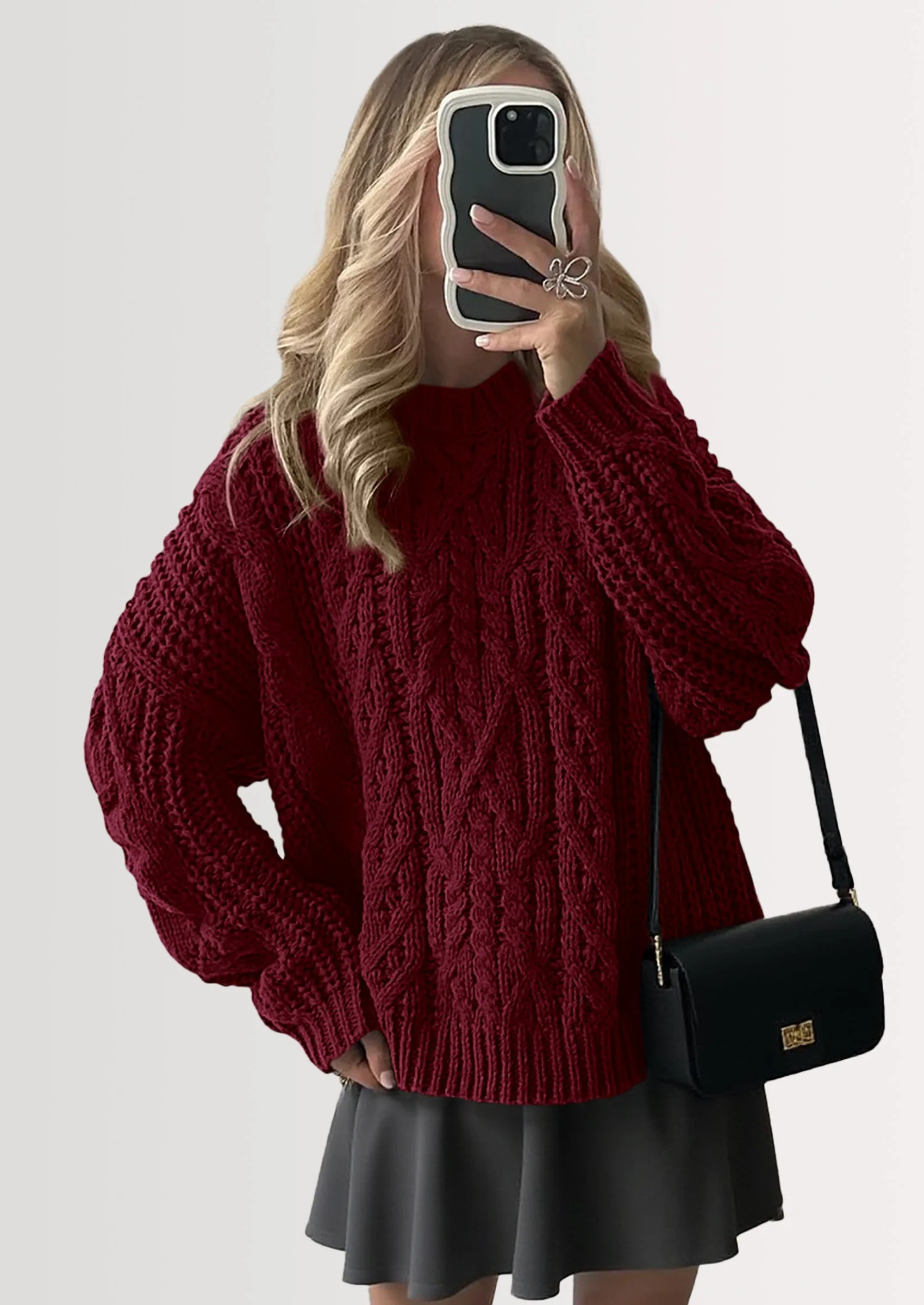 PRETTYGARDEN Women's Oversized Fall Sweaters Casual Long Sleeve Crewneck Chunky Cable Knit Pullover Tops Winter Clothes - Image 9