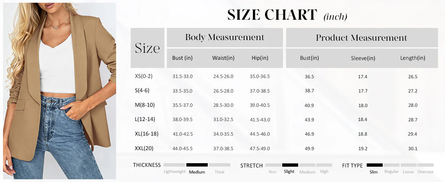 PRETTYGARDEN Women's Spring Blazers Business Casual Outfits Open Front Ruched 3/4 Sleeve Lightweight Work Suits Jackets - Image 7