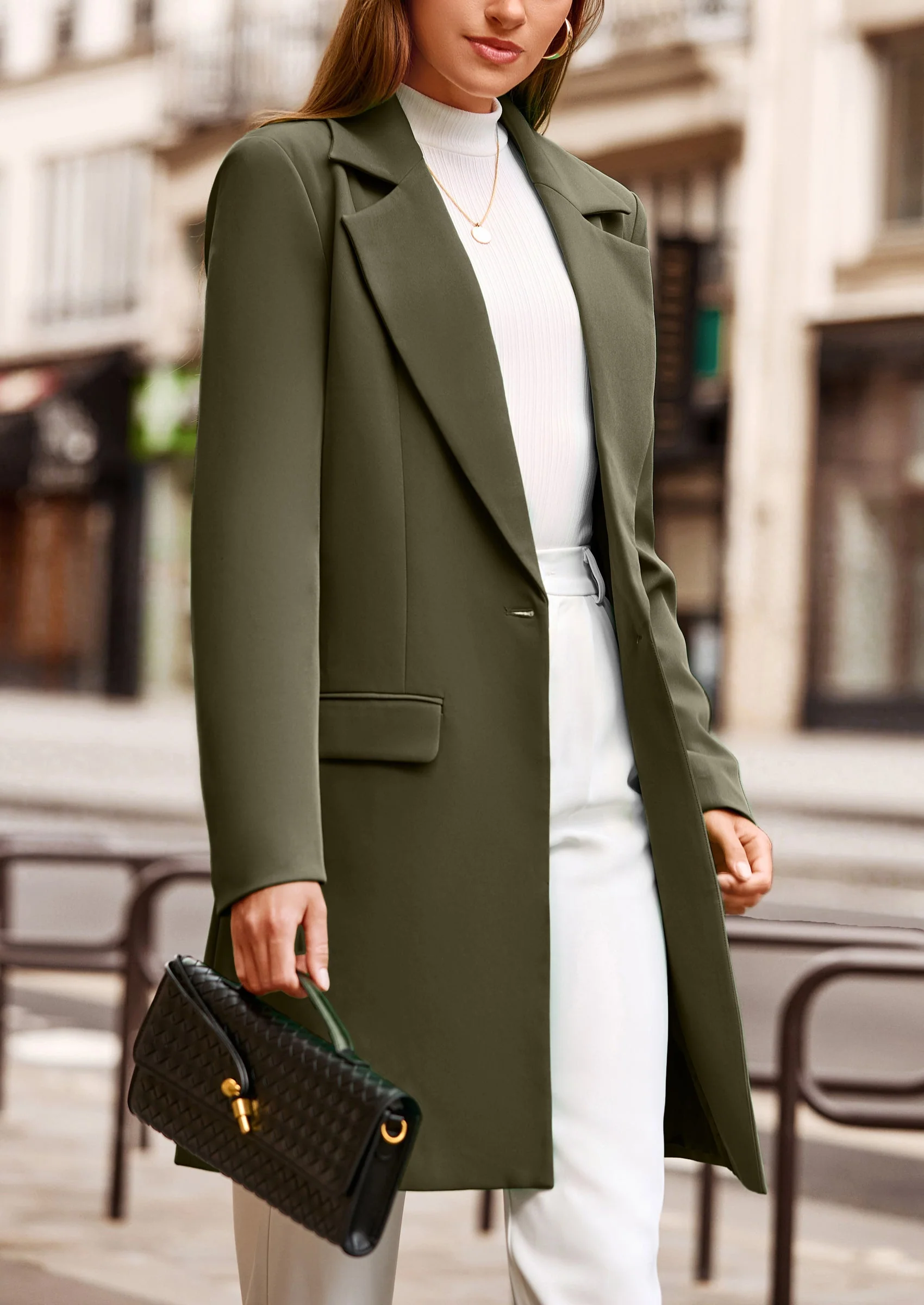 PRETTYGARDEN Women's Spring Fall Long Blazer Jackets Long Sleeve Lapel Pockets Loose Fit Work Casual Blazers Outerwear - Image 10