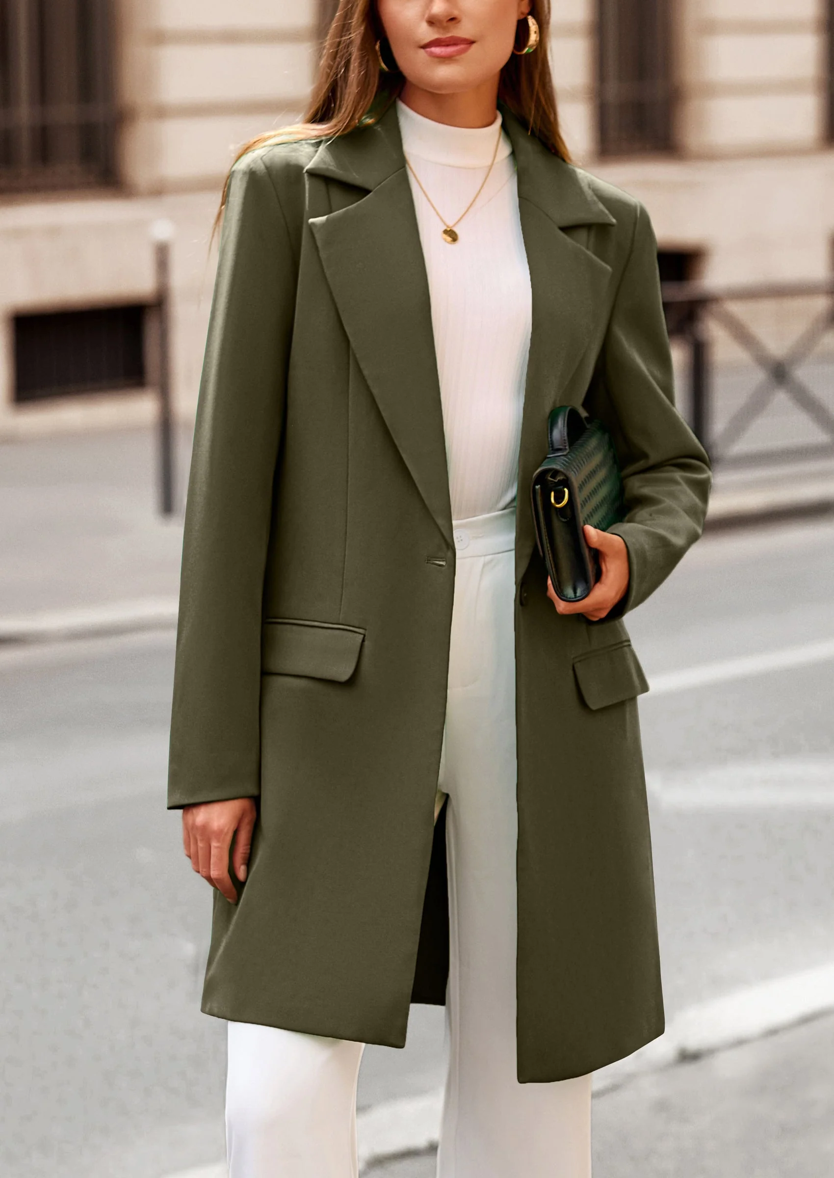 PRETTYGARDEN Women's Spring Fall Long Blazer Jackets Long Sleeve Lapel Pockets Loose Fit Work Casual Blazers Outerwear - Image 11