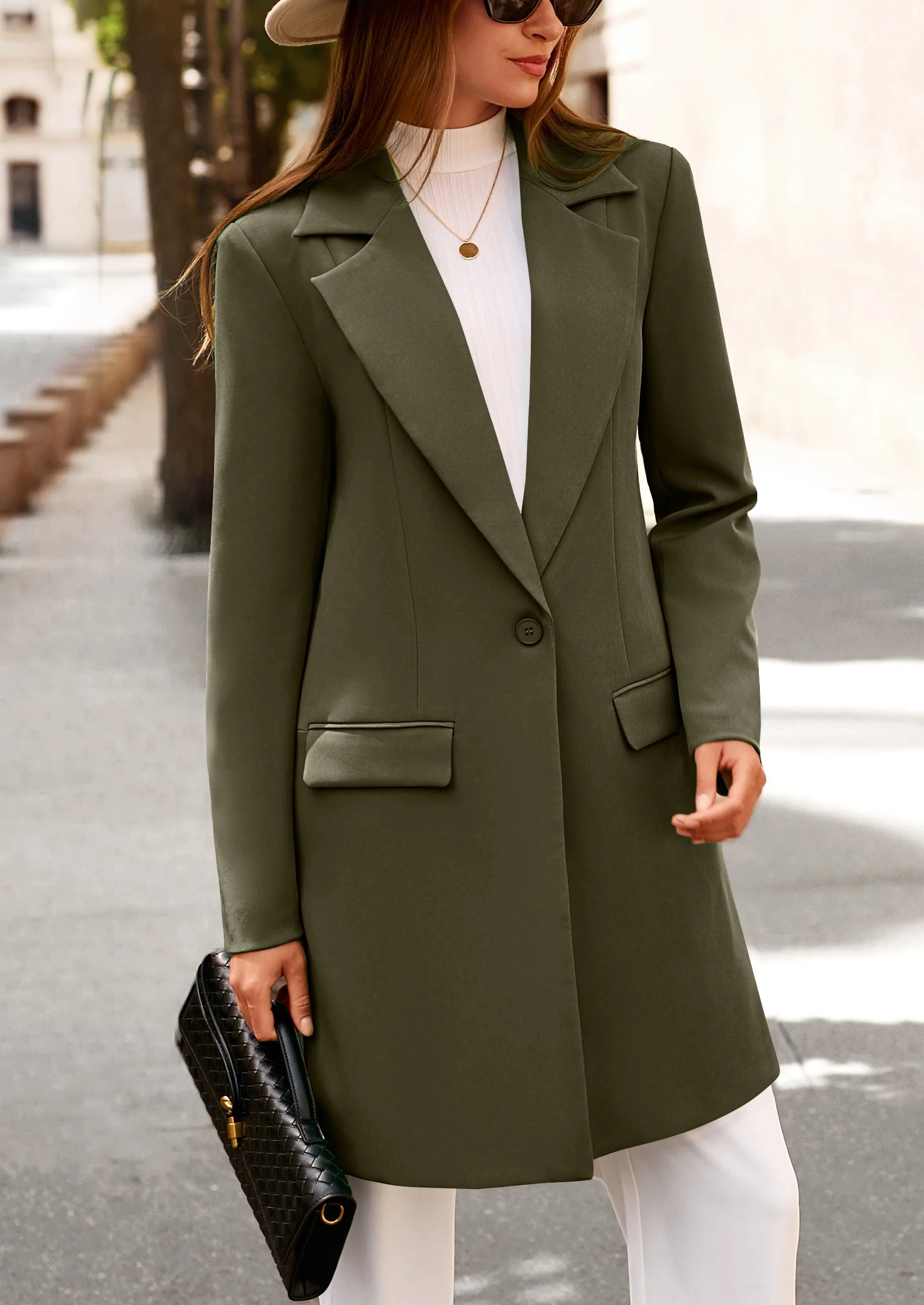 PRETTYGARDEN Women's Spring Fall Long Blazer Jackets Long Sleeve Lapel Pockets Loose Fit Work Casual Blazers Outerwear - Image 13