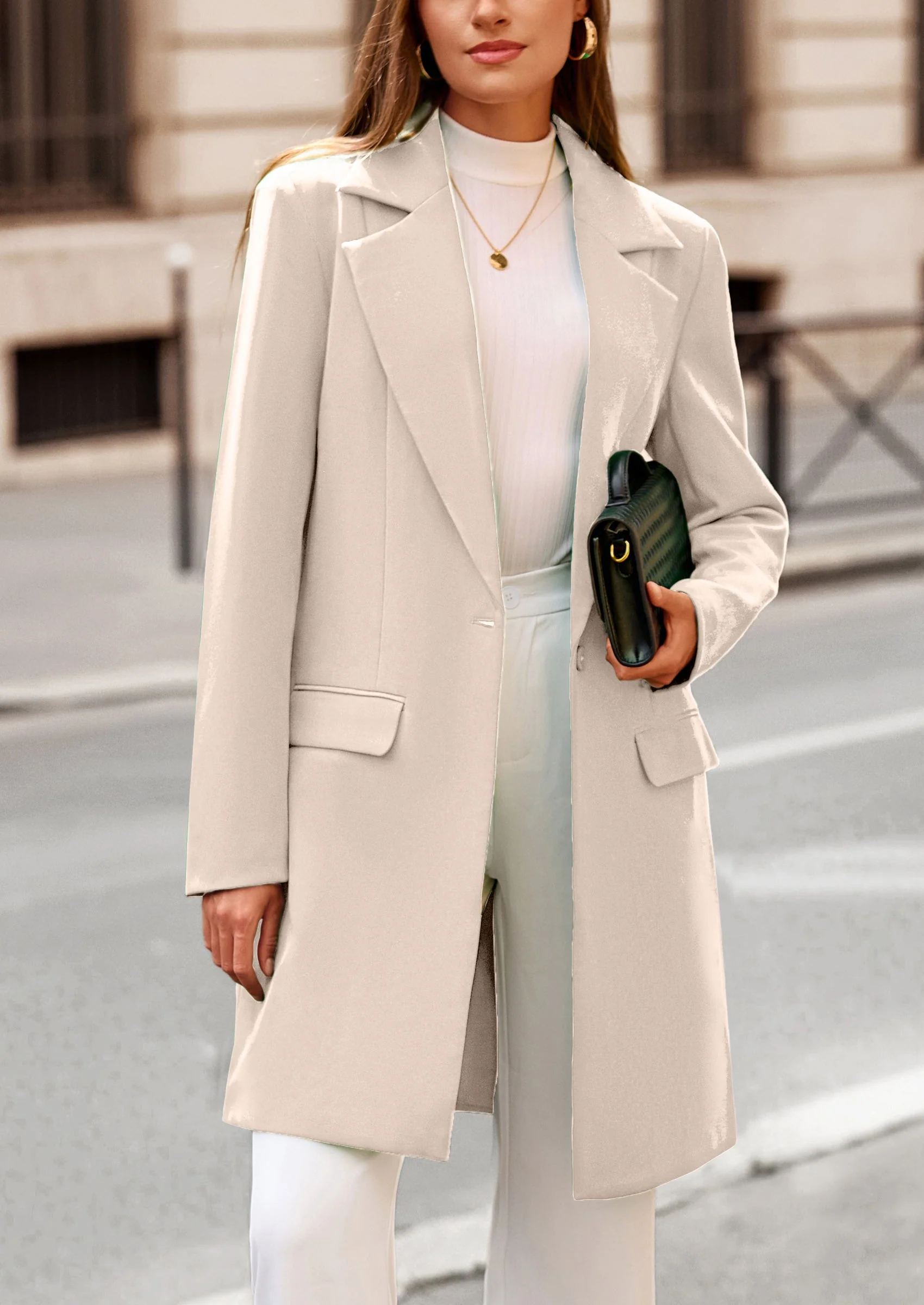 PRETTYGARDEN Women's Spring Fall Long Blazer Jackets Long Sleeve Lapel Pockets Loose Fit Work Casual Blazers Outerwear - Image 17