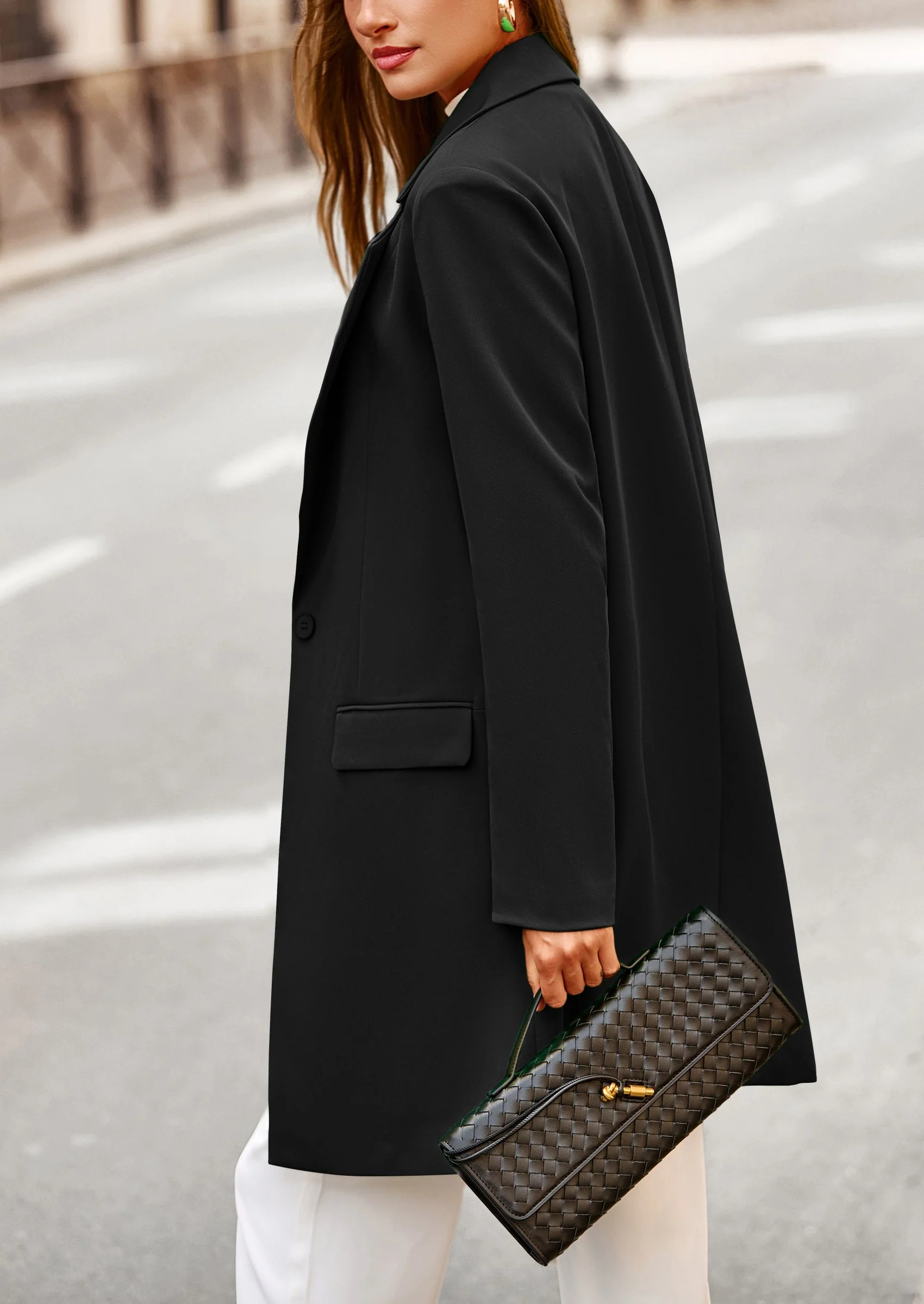 PRETTYGARDEN Women's Spring Fall Long Blazer Jackets Long Sleeve Lapel Pockets Loose Fit Work Casual Blazers Outerwear - Image 21