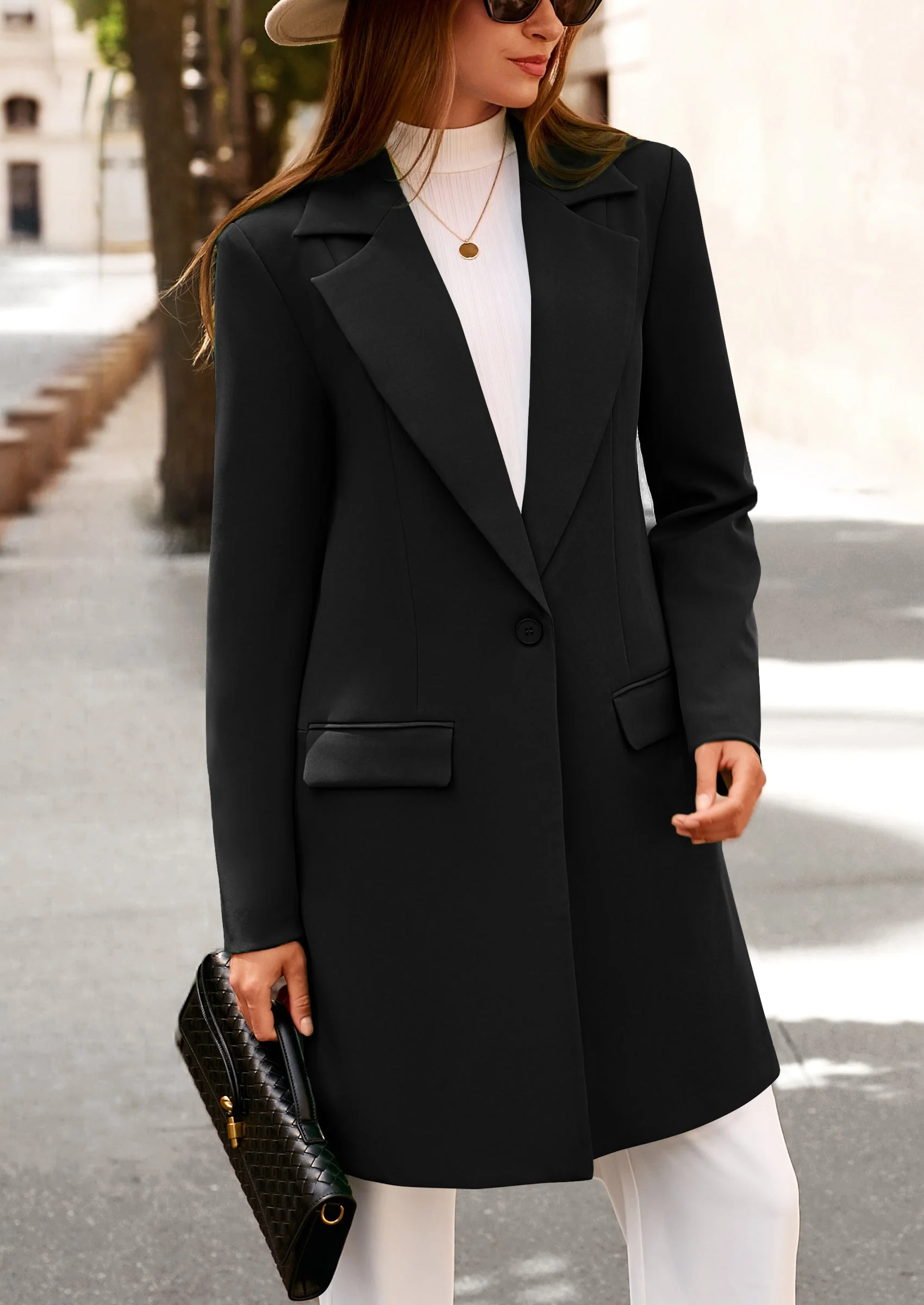 PRETTYGARDEN Women's Spring Fall Long Blazer Jackets Long Sleeve Lapel Pockets Loose Fit Work Casual Blazers Outerwear - Image 25