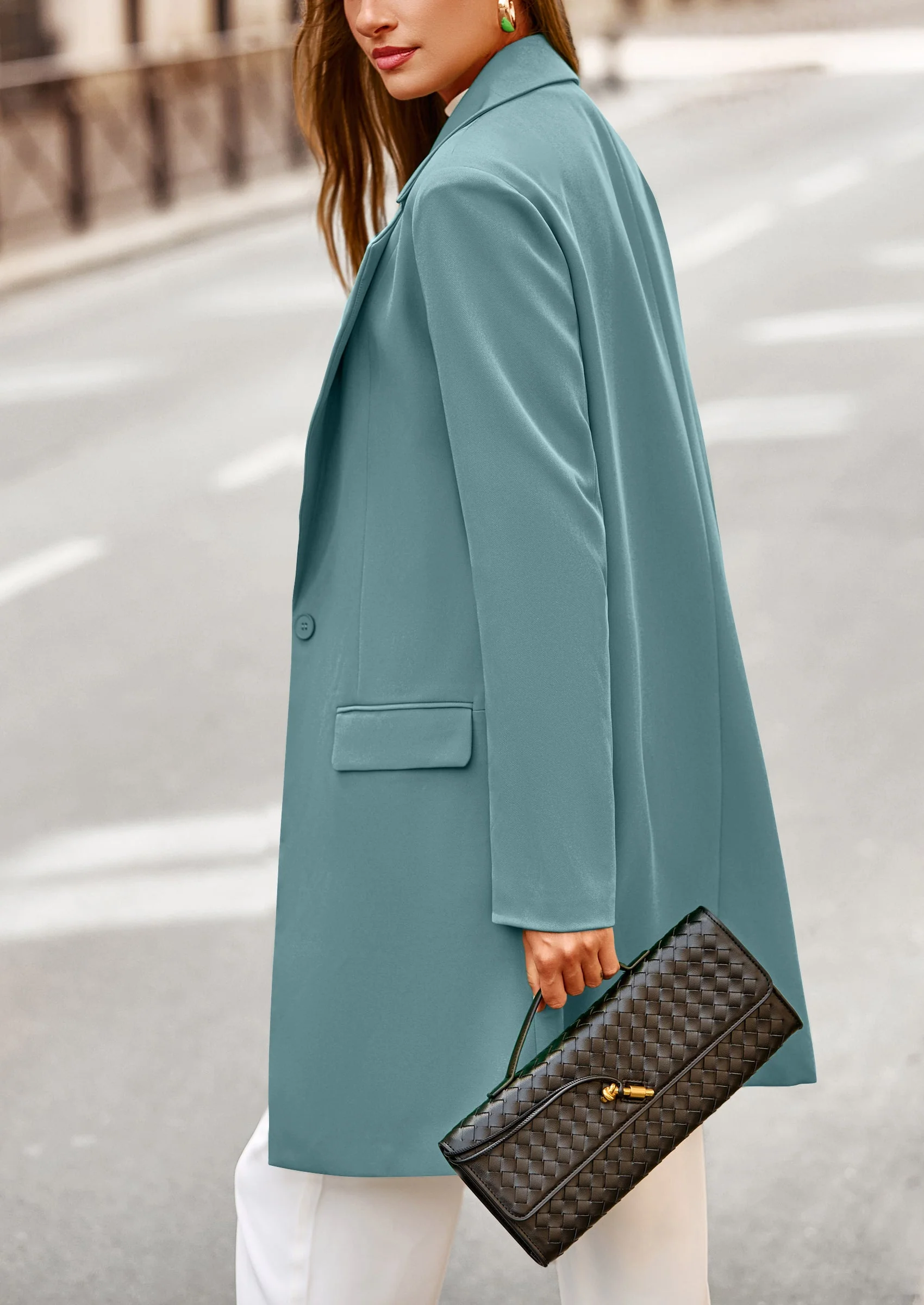 PRETTYGARDEN Women's Spring Fall Long Blazer Jackets Long Sleeve Lapel Pockets Loose Fit Work Casual Blazers Outerwear - Image 27