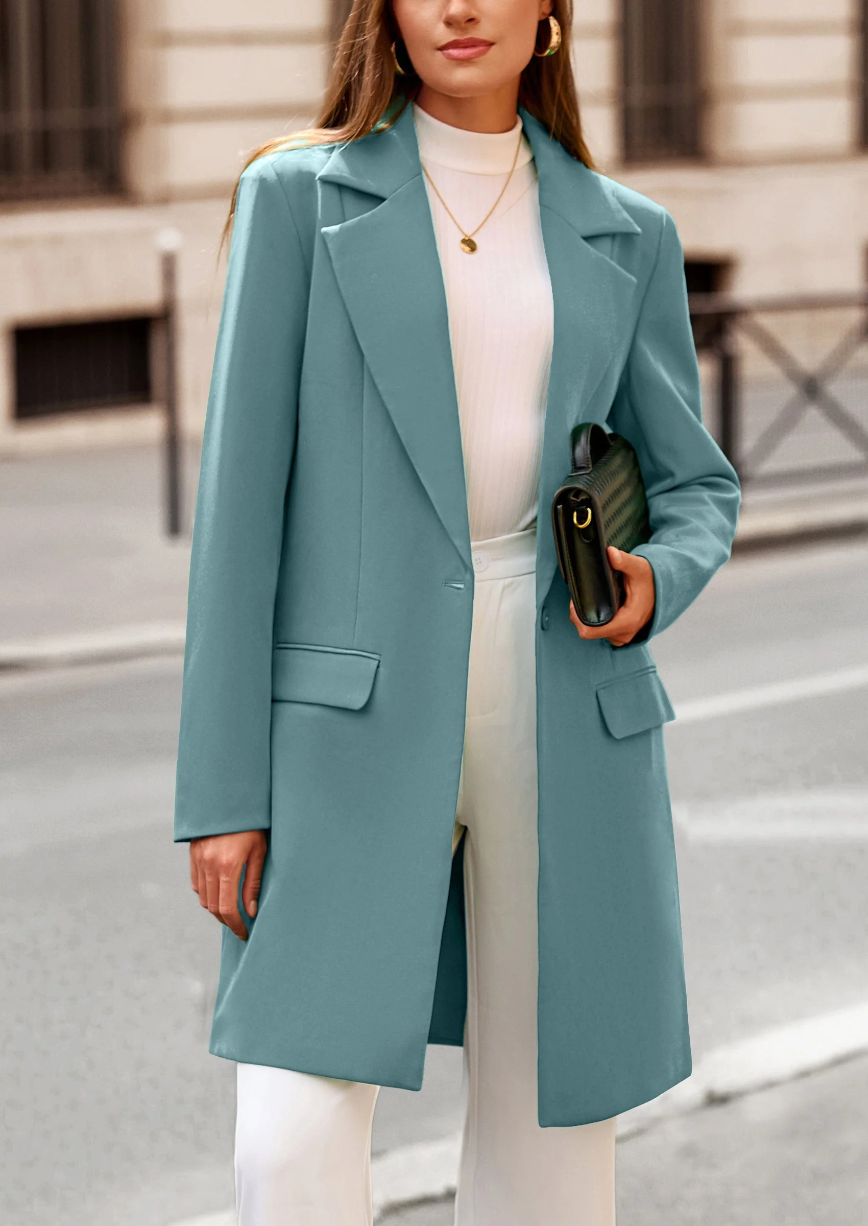 PRETTYGARDEN Women's Spring Fall Long Blazer Jackets Long Sleeve Lapel Pockets Loose Fit Work Casual Blazers Outerwear - Image 29