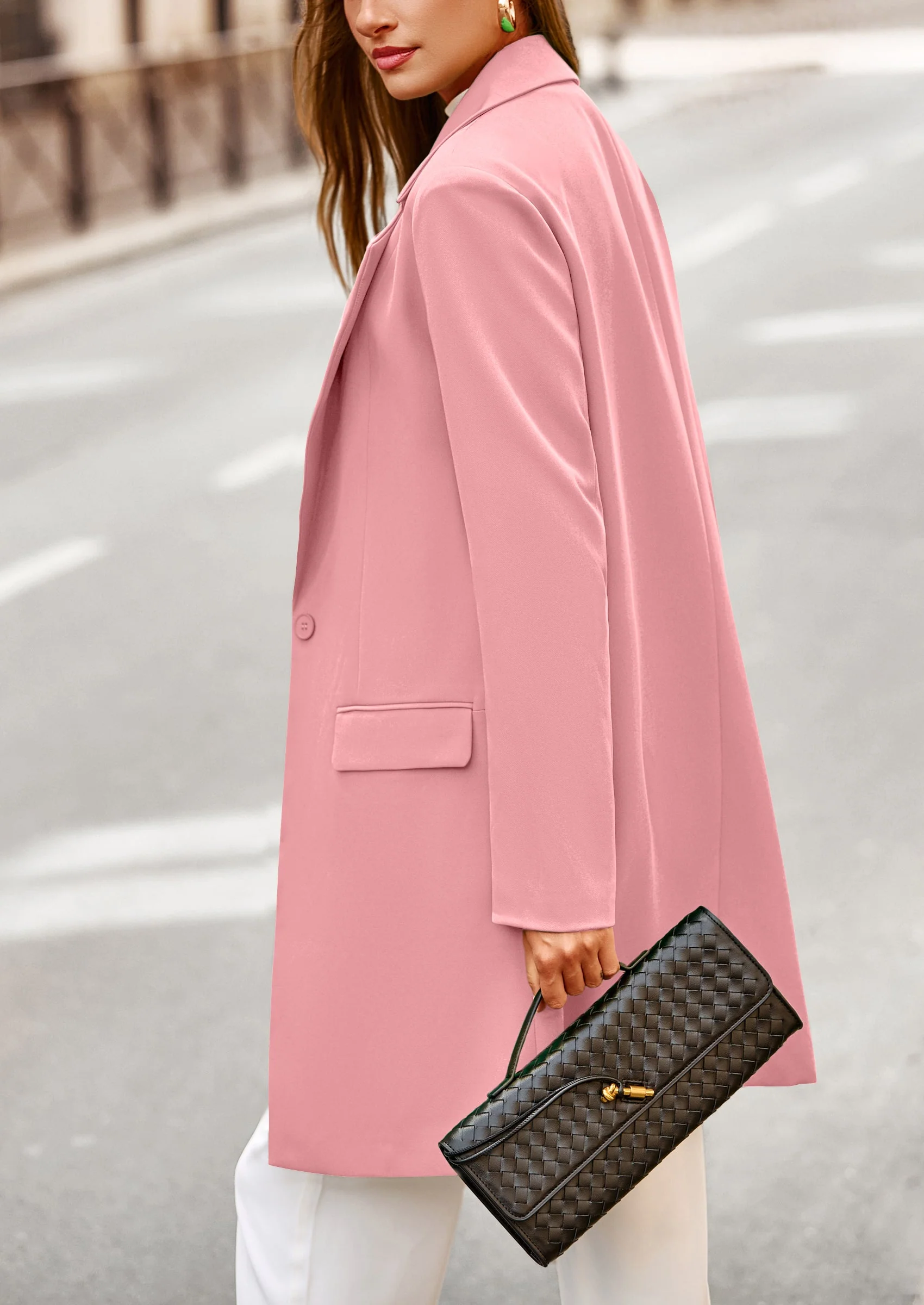 PRETTYGARDEN Women's Spring Fall Long Blazer Jackets Long Sleeve Lapel Pockets Loose Fit Work Casual Blazers Outerwear - Image 33