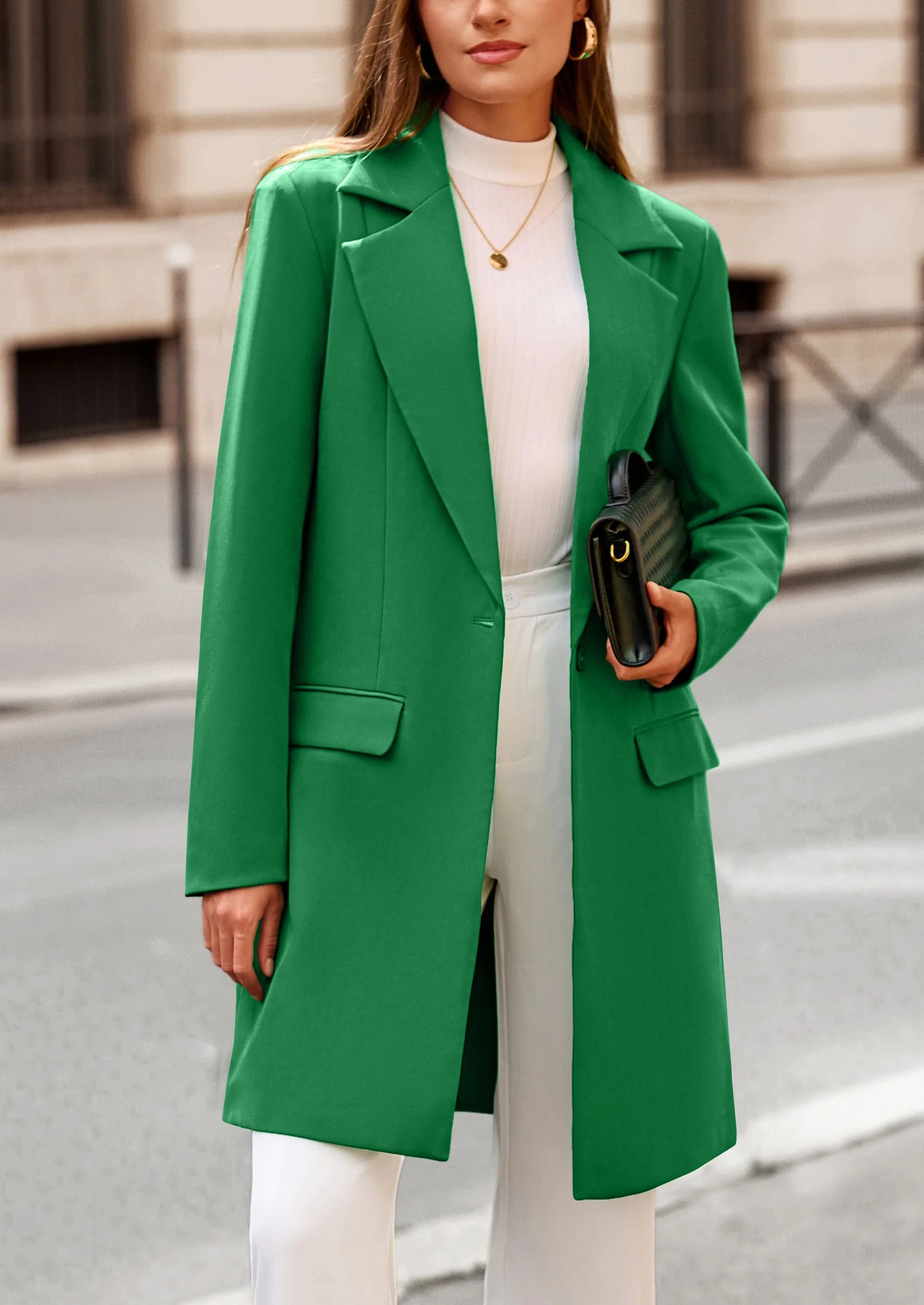 PRETTYGARDEN Women's Spring Fall Long Blazer Jackets Long Sleeve Lapel Pockets Loose Fit Work Casual Blazers Outerwear - Image 41