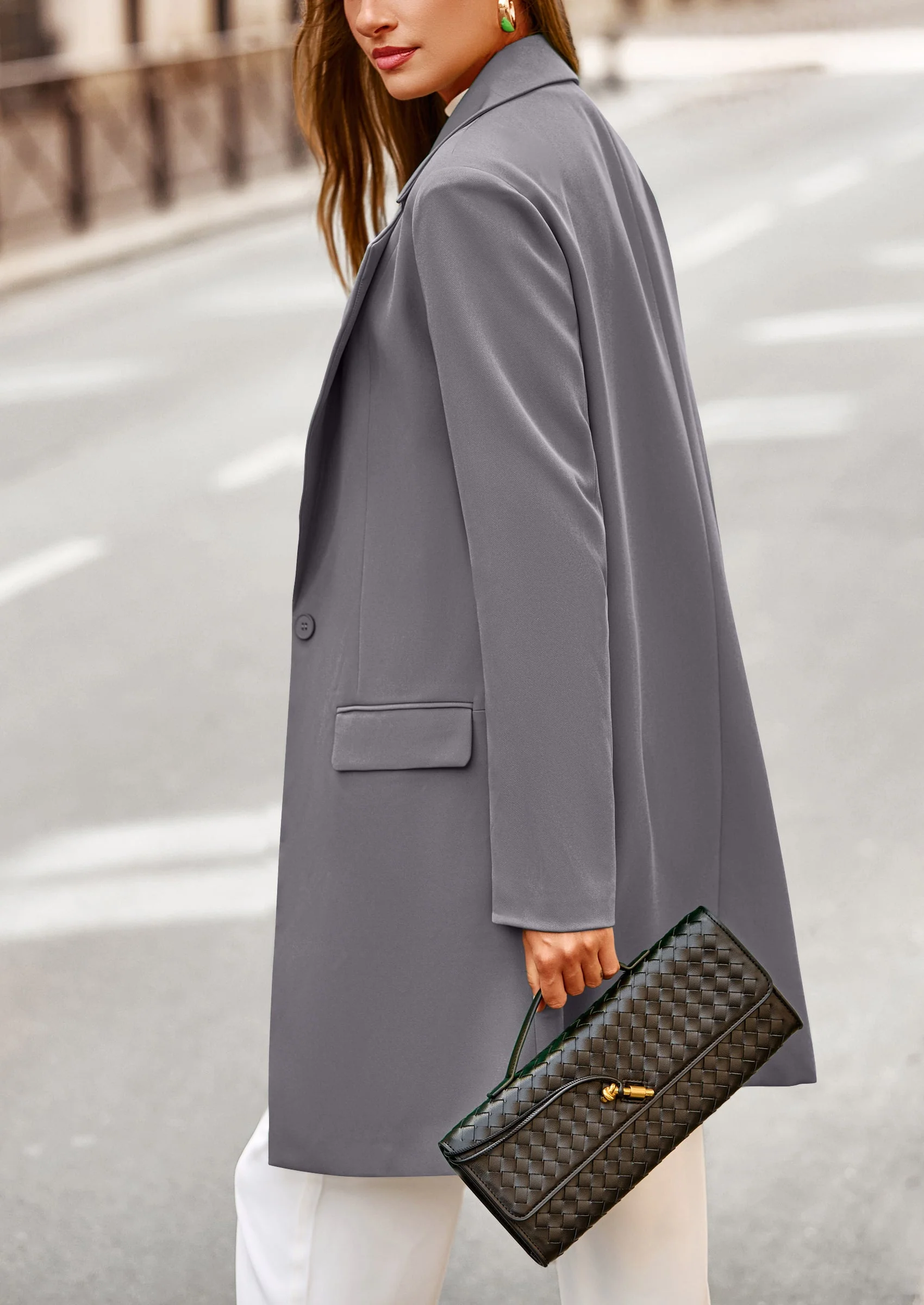 PRETTYGARDEN Women's Spring Fall Long Blazer Jackets Long Sleeve Lapel Pockets Loose Fit Work Casual Blazers Outerwear - Image 45