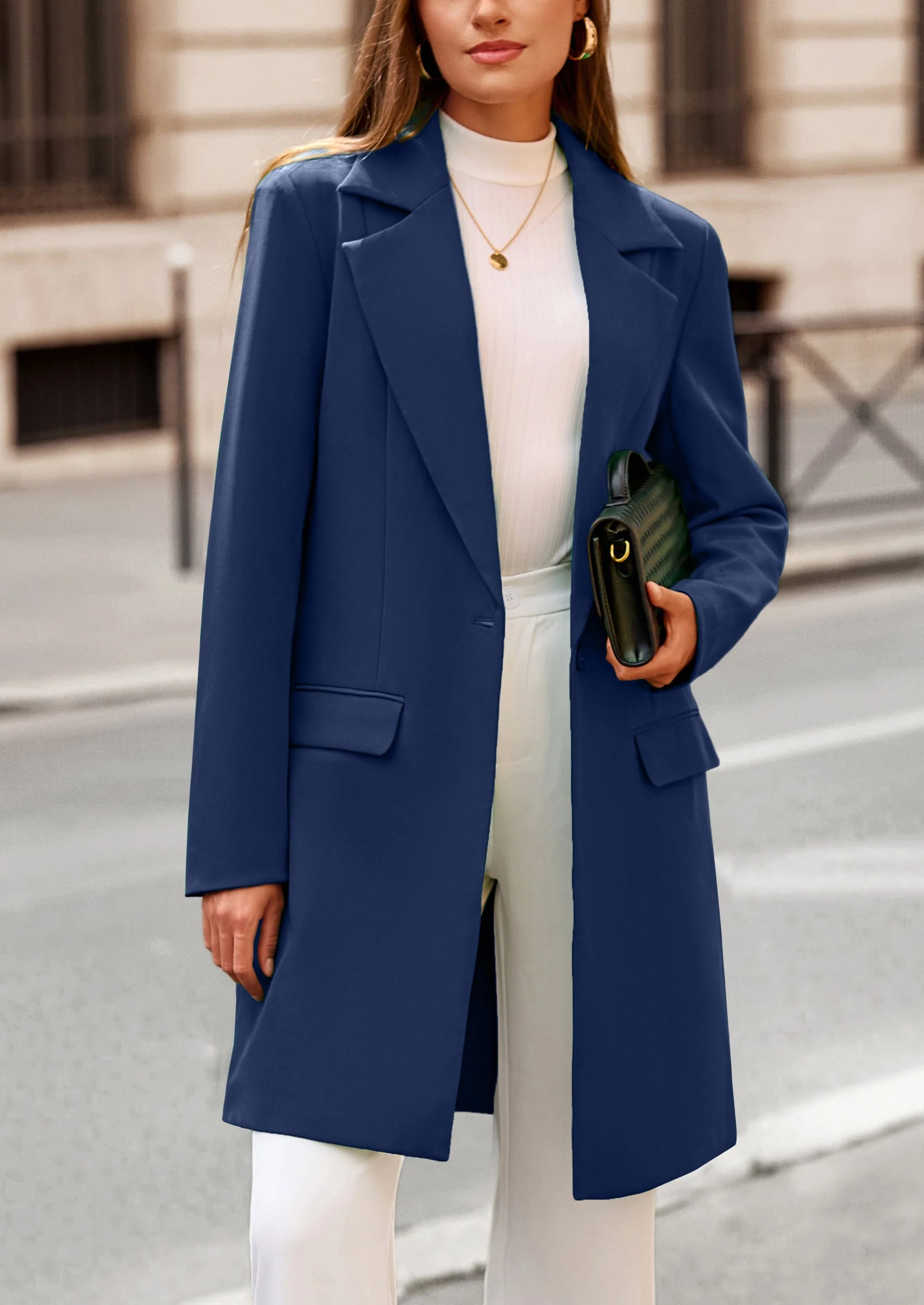 PRETTYGARDEN Women's Spring Fall Long Blazer Jackets Long Sleeve Lapel Pockets Loose Fit Work Casual Blazers Outerwear - Image 53