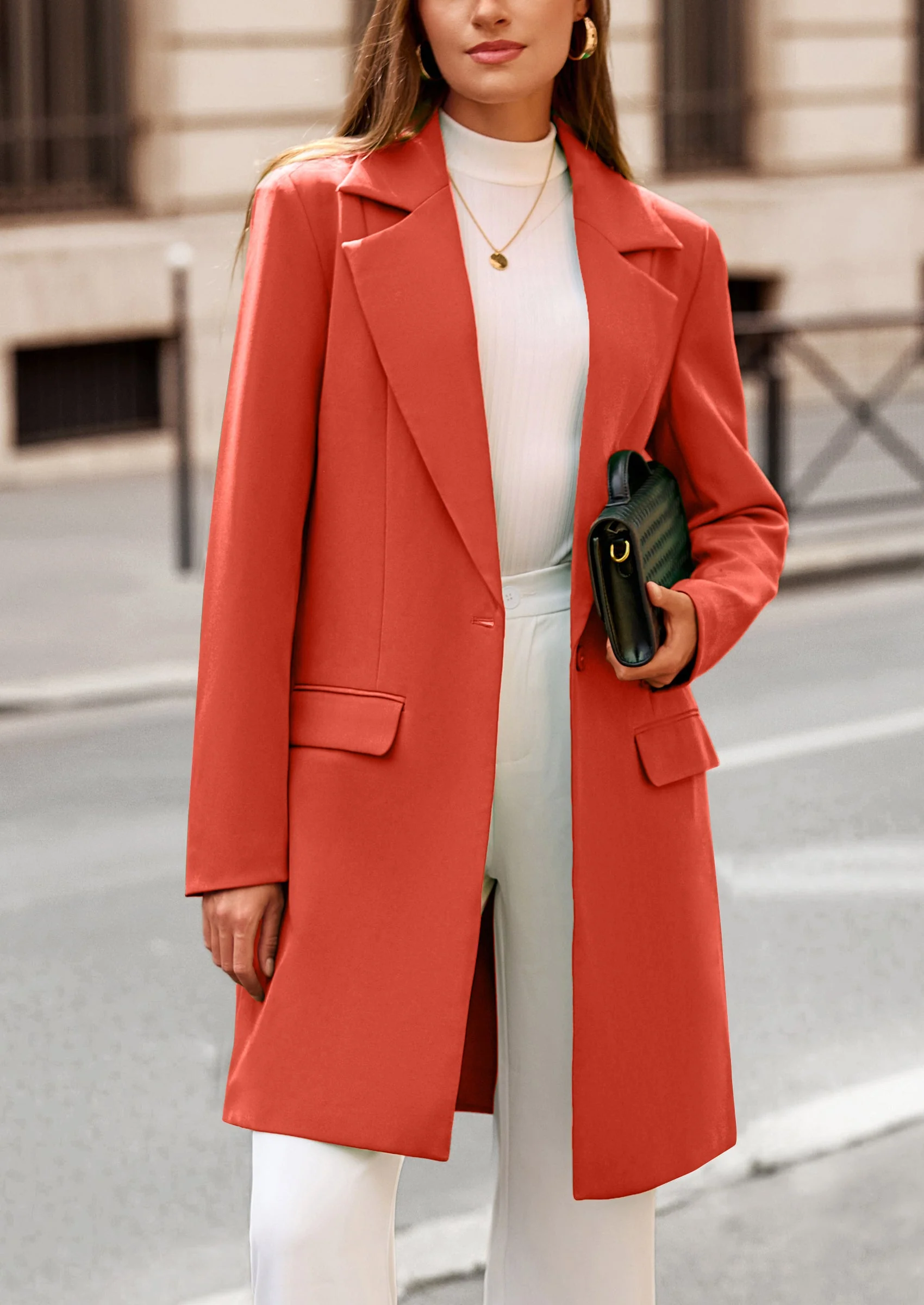 PRETTYGARDEN Women's Spring Fall Long Blazer Jackets Long Sleeve Lapel Pockets Loose Fit Work Casual Blazers Outerwear - Image 59