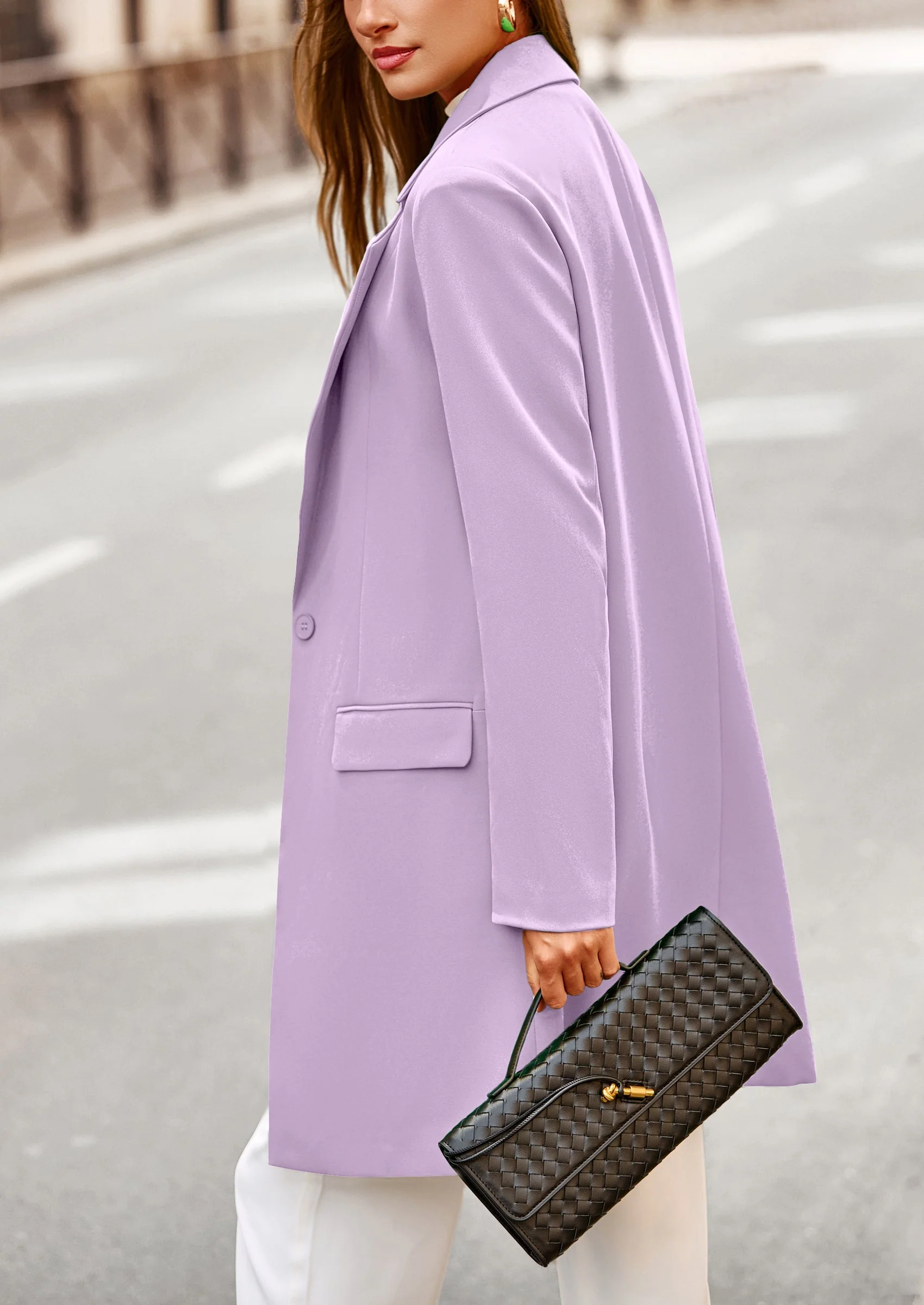 PRETTYGARDEN Women's Spring Fall Long Blazer Jackets Long Sleeve Lapel Pockets Loose Fit Work Casual Blazers Outerwear - Image 63