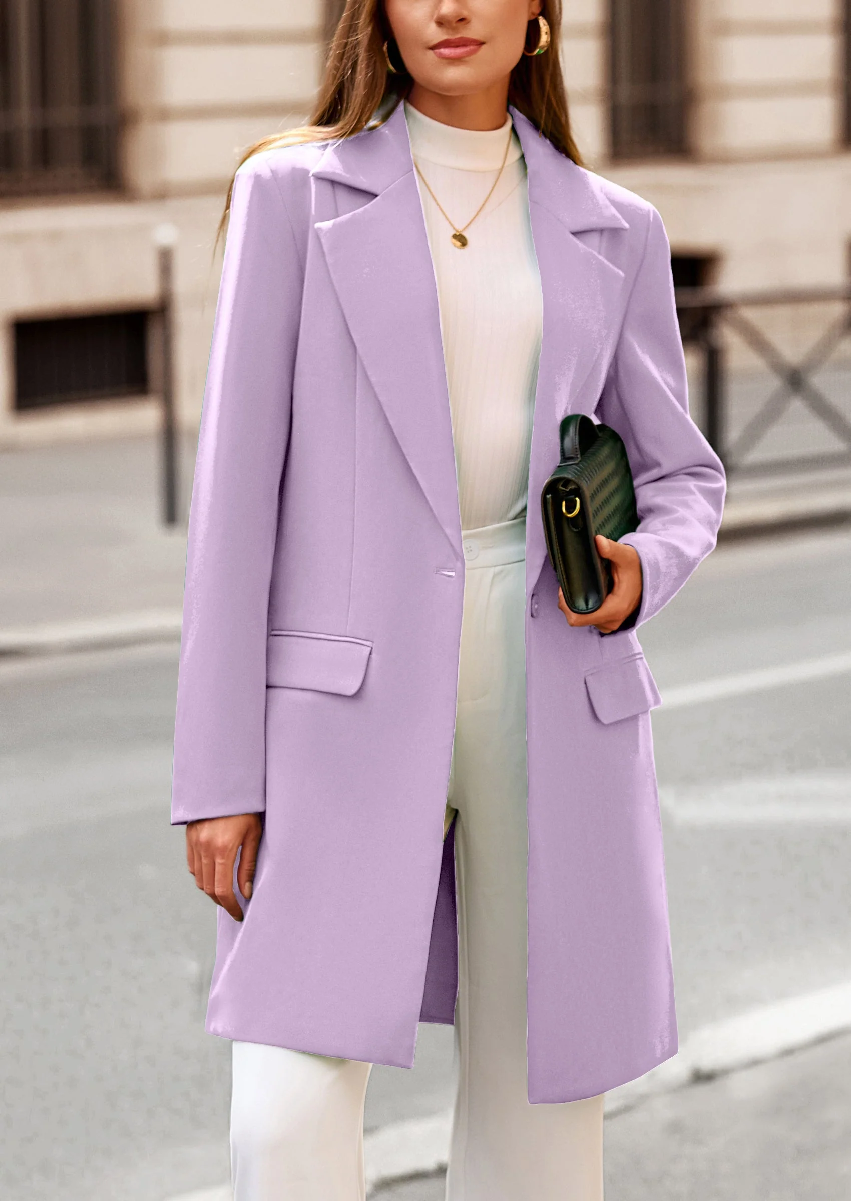 PRETTYGARDEN Women's Spring Fall Long Blazer Jackets Long Sleeve Lapel Pockets Loose Fit Work Casual Blazers Outerwear - Image 65