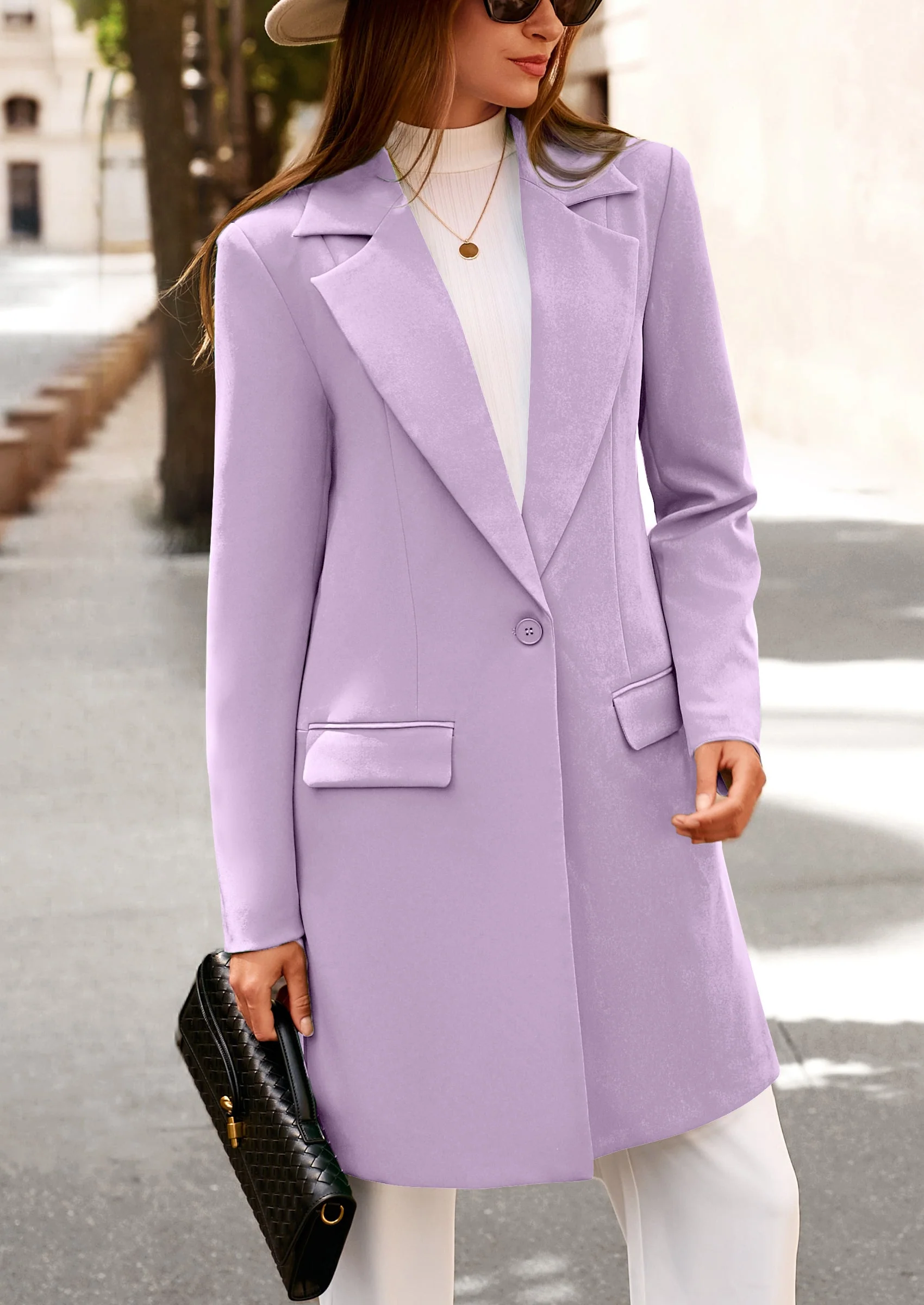 PRETTYGARDEN Women's Spring Fall Long Blazer Jackets Long Sleeve Lapel Pockets Loose Fit Work Casual Blazers Outerwear - Image 67