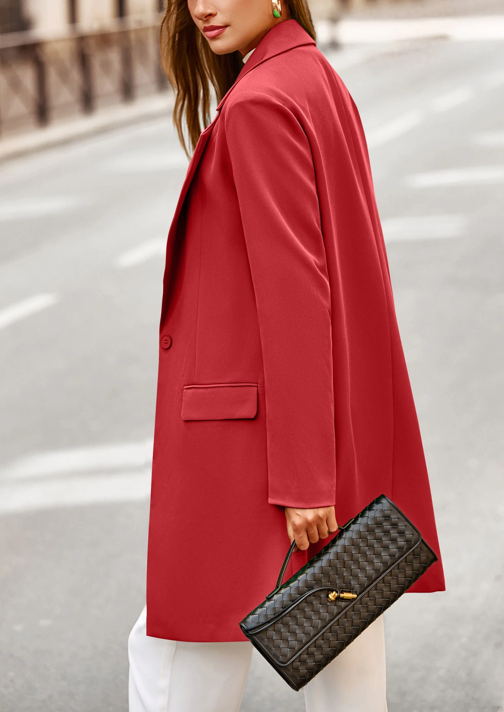 PRETTYGARDEN Women's Spring Fall Long Blazer Jackets Long Sleeve Lapel Pockets Loose Fit Work Casual Blazers Outerwear - Image 69