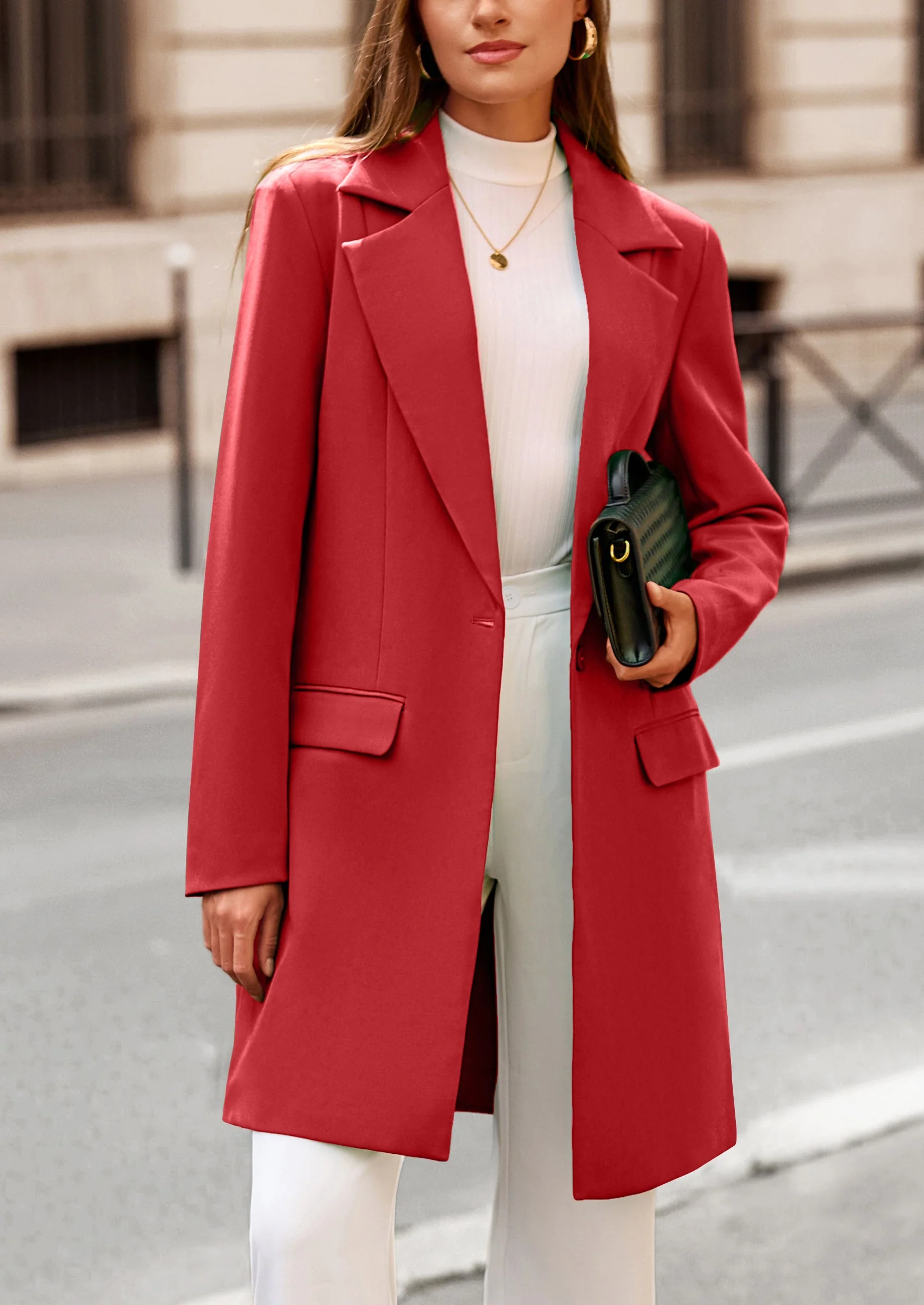 PRETTYGARDEN Women's Spring Fall Long Blazer Jackets Long Sleeve Lapel Pockets Loose Fit Work Casual Blazers Outerwear - Image 71