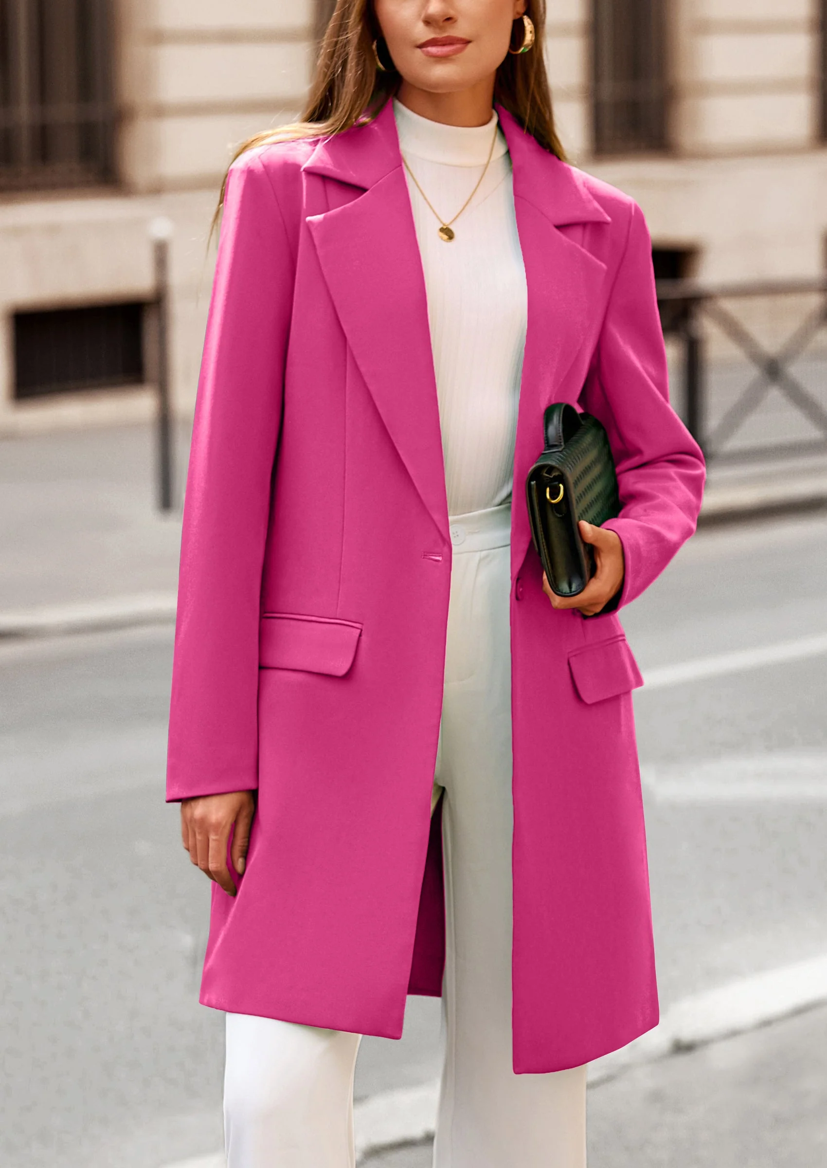 PRETTYGARDEN Women's Spring Fall Long Blazer Jackets Long Sleeve Lapel Pockets Loose Fit Work Casual Blazers Outerwear - Image 77