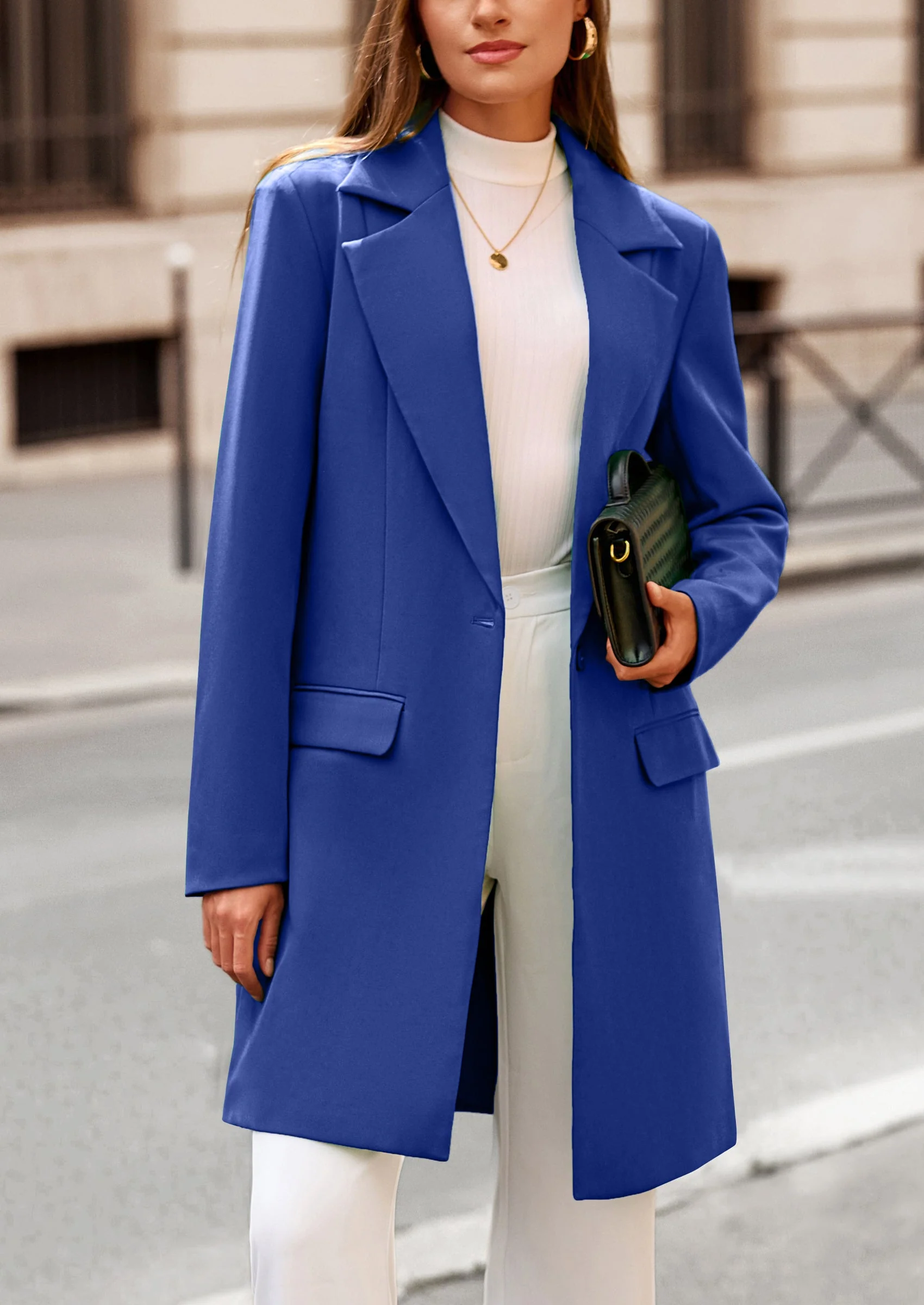 PRETTYGARDEN Women's Spring Fall Long Blazer Jackets Long Sleeve Lapel Pockets Loose Fit Work Casual Blazers Outerwear - Image 83