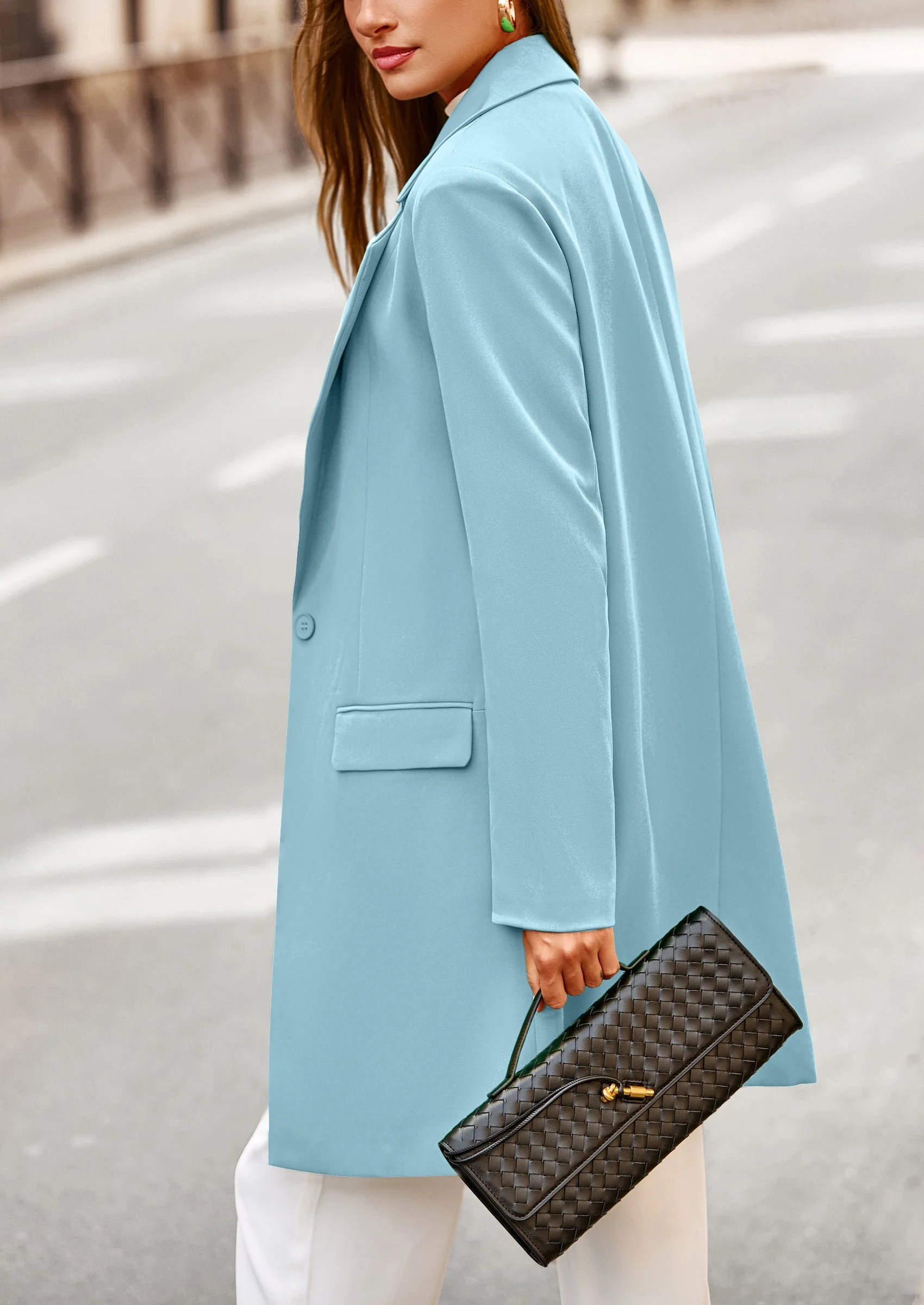 PRETTYGARDEN Women's Spring Fall Long Blazer Jackets Long Sleeve Lapel Pockets Loose Fit Work Casual Blazers Outerwear - Image 87