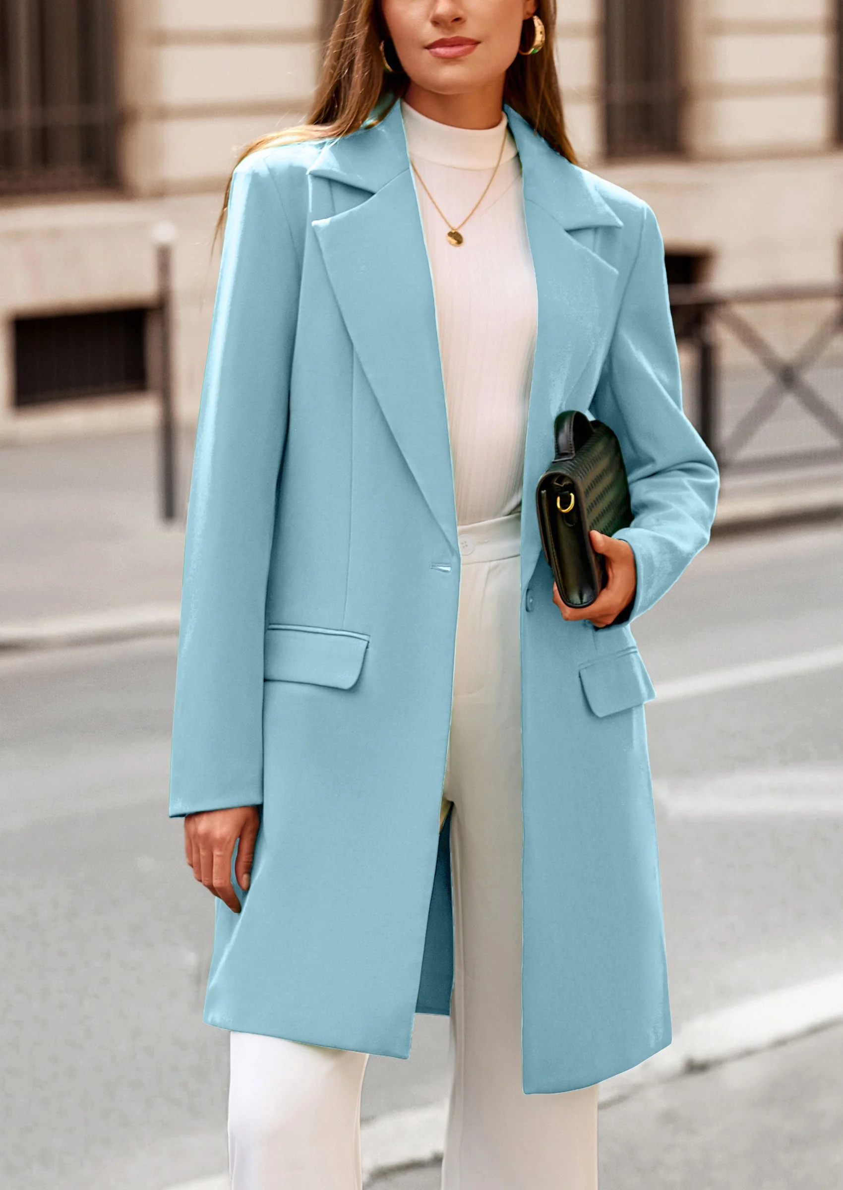 PRETTYGARDEN Women's Spring Fall Long Blazer Jackets Long Sleeve Lapel Pockets Loose Fit Work Casual Blazers Outerwear - Image 89