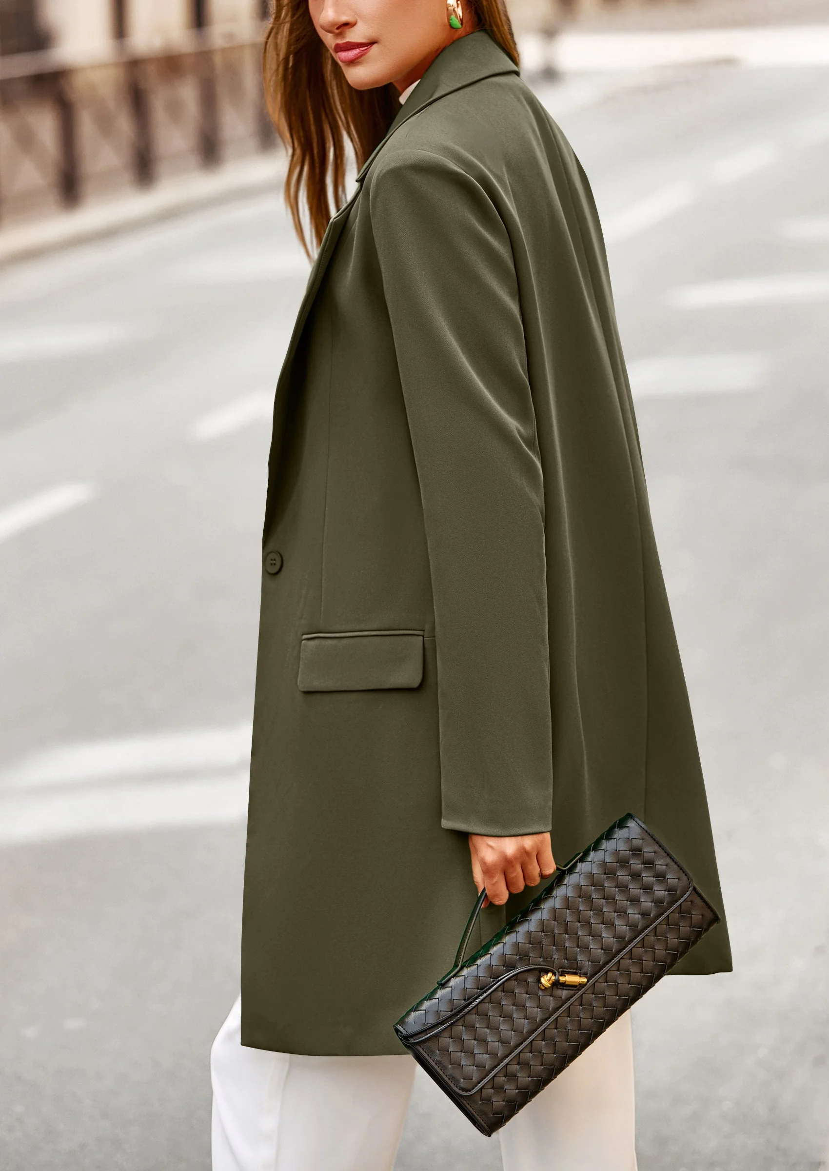 PRETTYGARDEN Women's Spring Fall Long Blazer Jackets Long Sleeve Lapel Pockets Loose Fit Work Casual Blazers Outerwear - Image 9