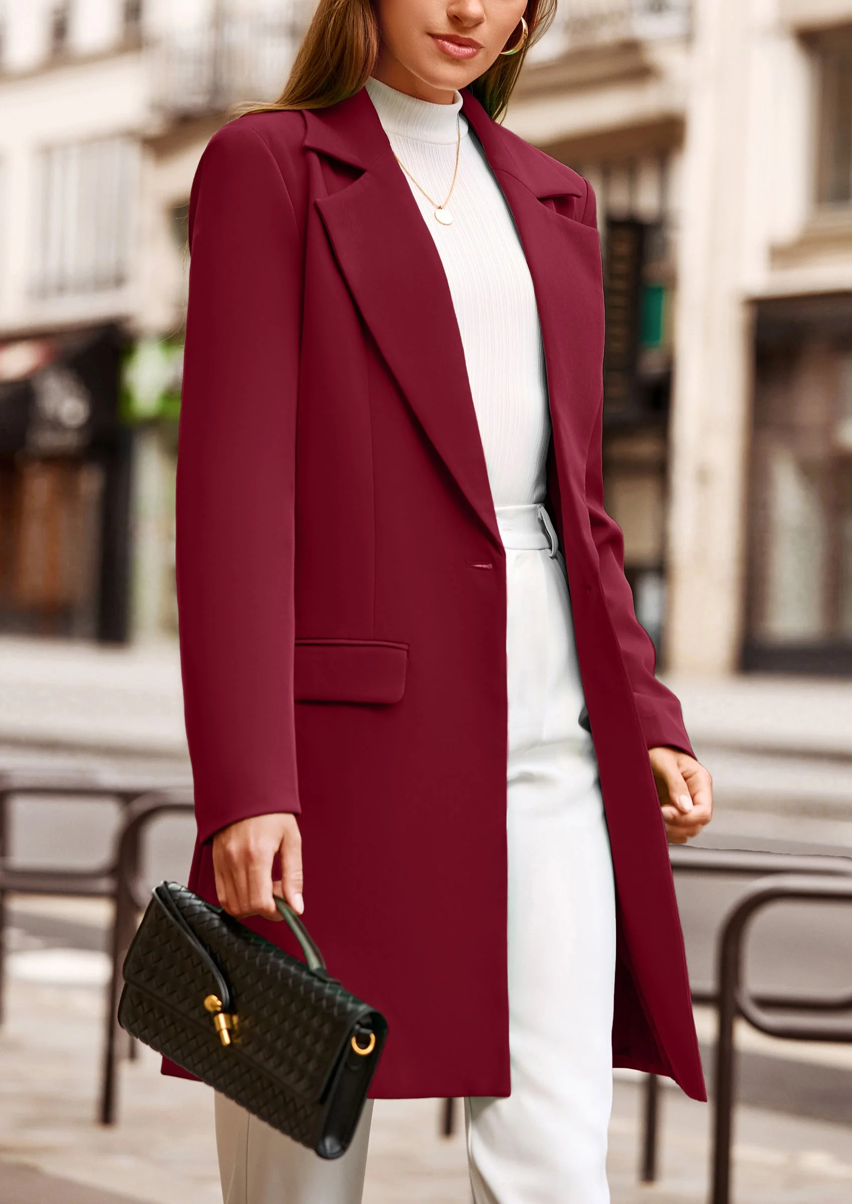 PRETTYGARDEN Women's Spring Fall Long Blazer Jackets Long Sleeve Lapel Pockets Loose Fit Work Casual Blazers Outerwear - Image 94